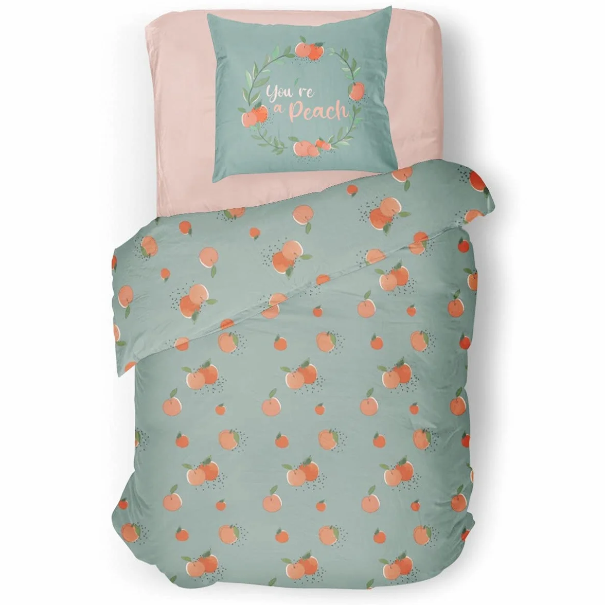 Home Linge Passion Komplet pościeli dziecięcej 100% bawełna 57 nitek 140 x 200 cm Peachy Water Green
