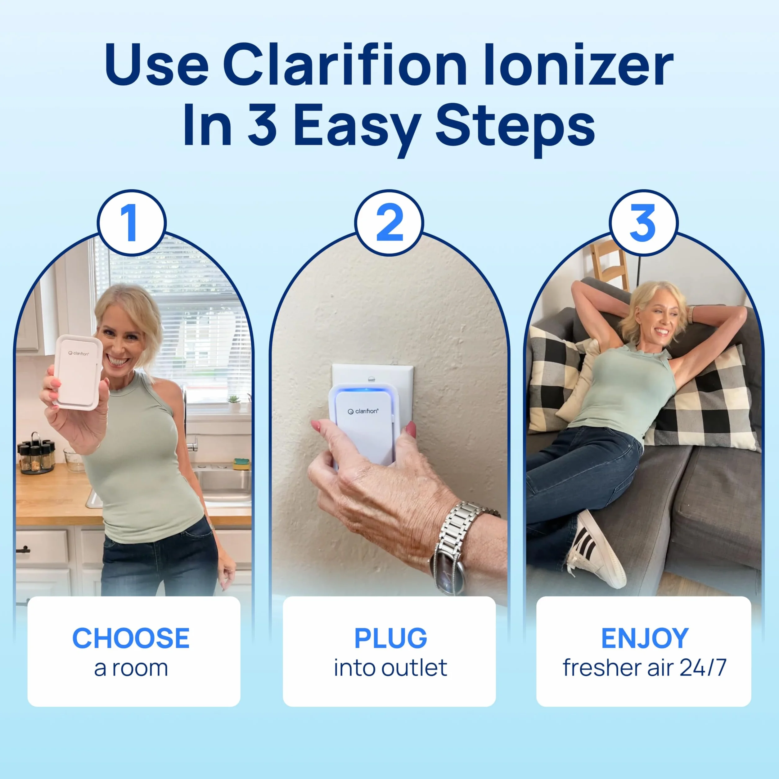 Clarifion Negative Ion Generator 3-pak Filterless Mobile Ionizer Air Purifier