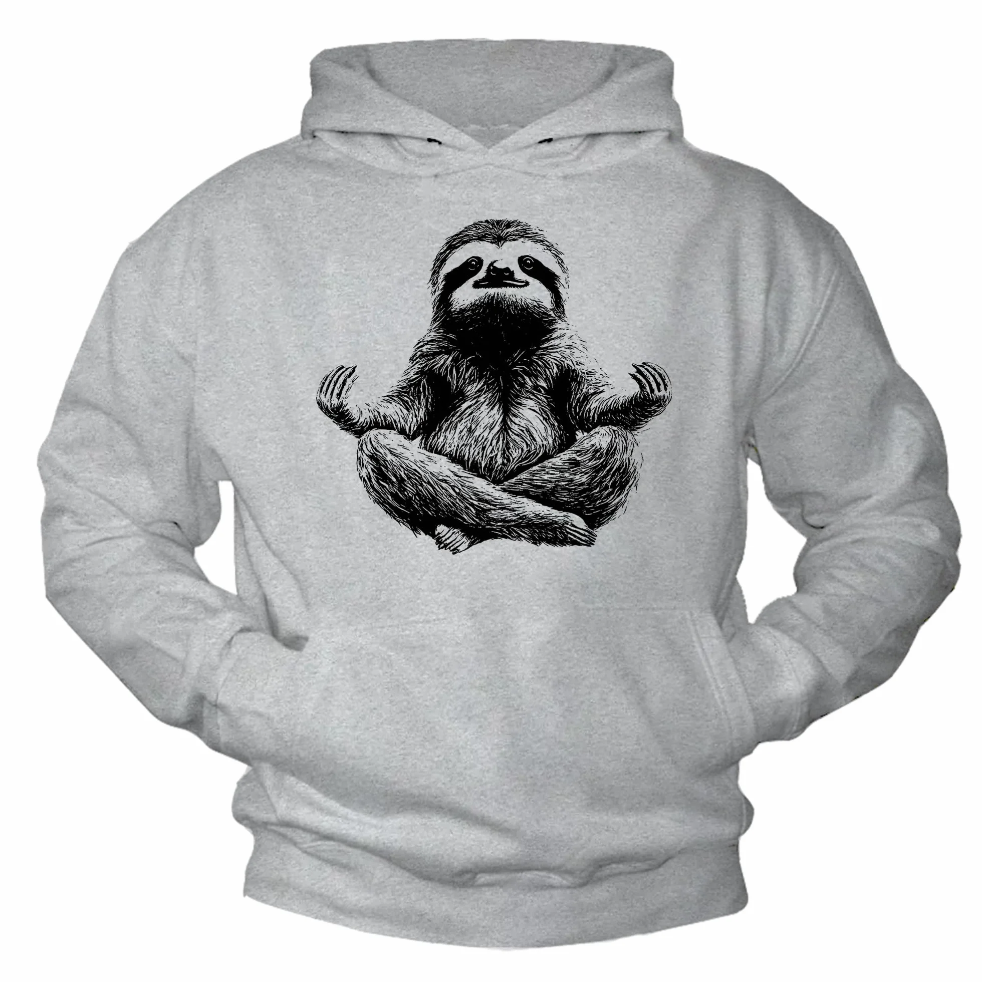 MAKAYA bluza z kapturem męska z motywem leniwca zabawny hoodie joga zen medytacja
