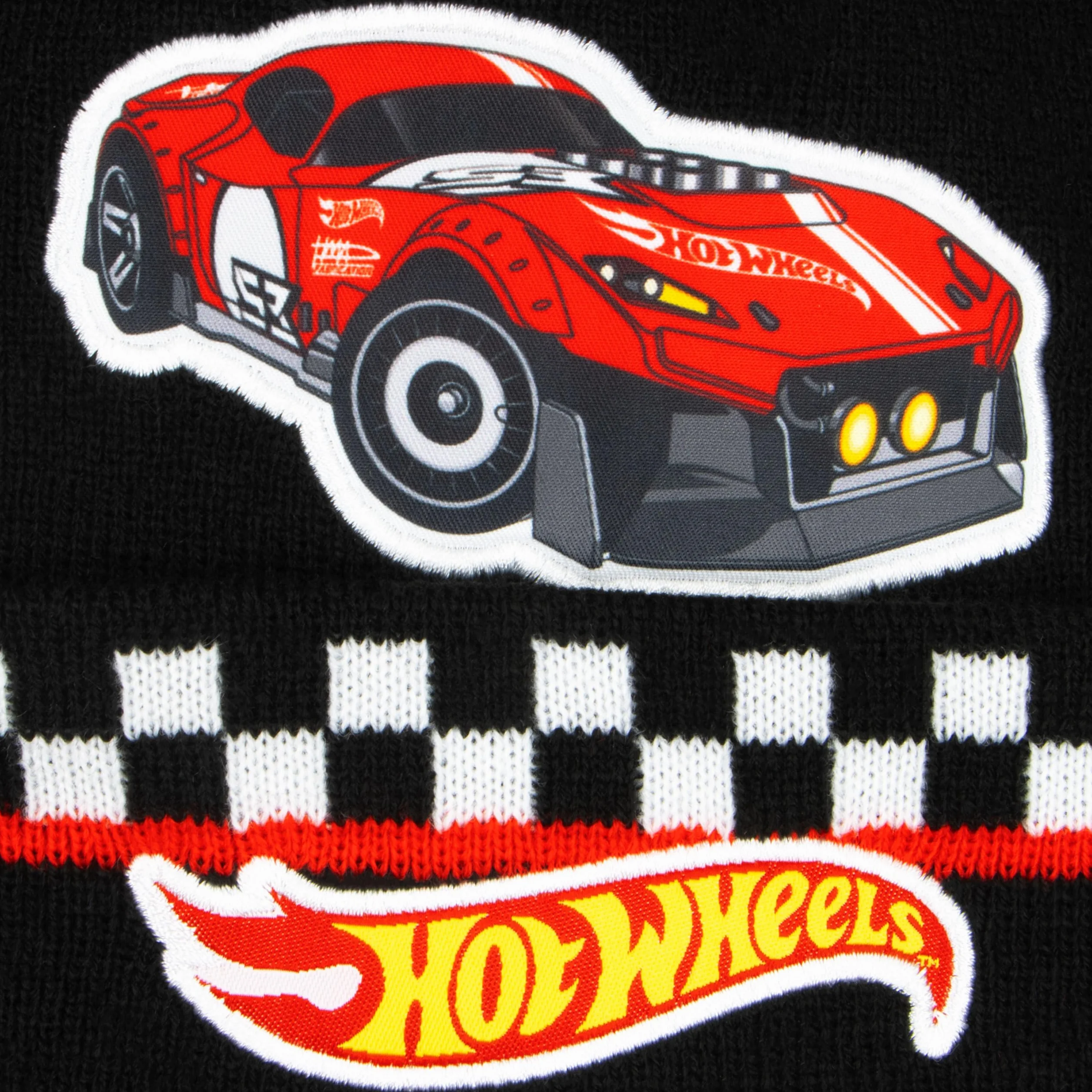 Zestaw Czapka I Rękawiczki Hot Wheels Dla Dzieci | Zimowe Czapki Z Samochodami Wyścigowymi Dla Dzieci | One Size Czarny