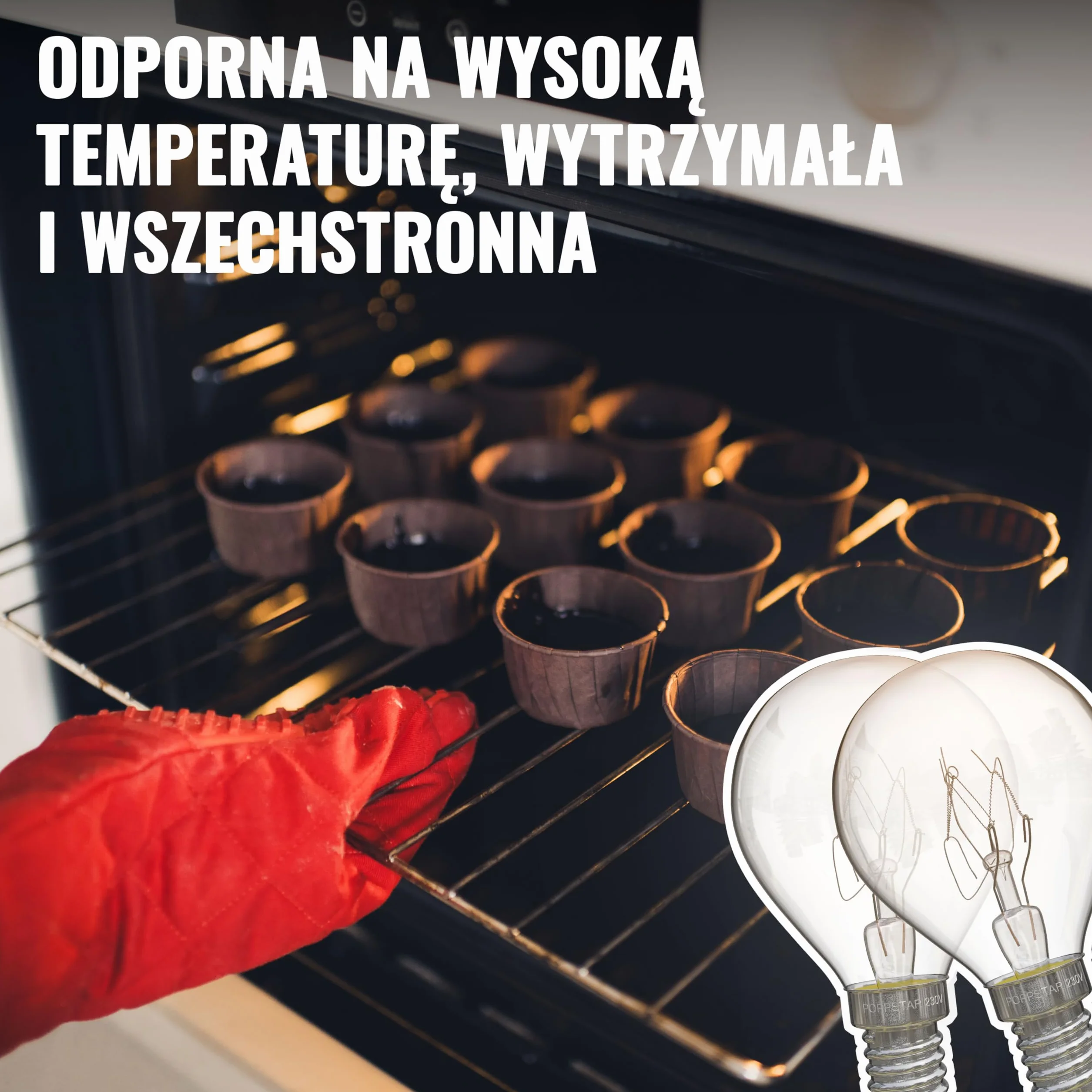 Poppstar żarówki do piekarnika E14 G45 25W 300°C 2400K 180lm