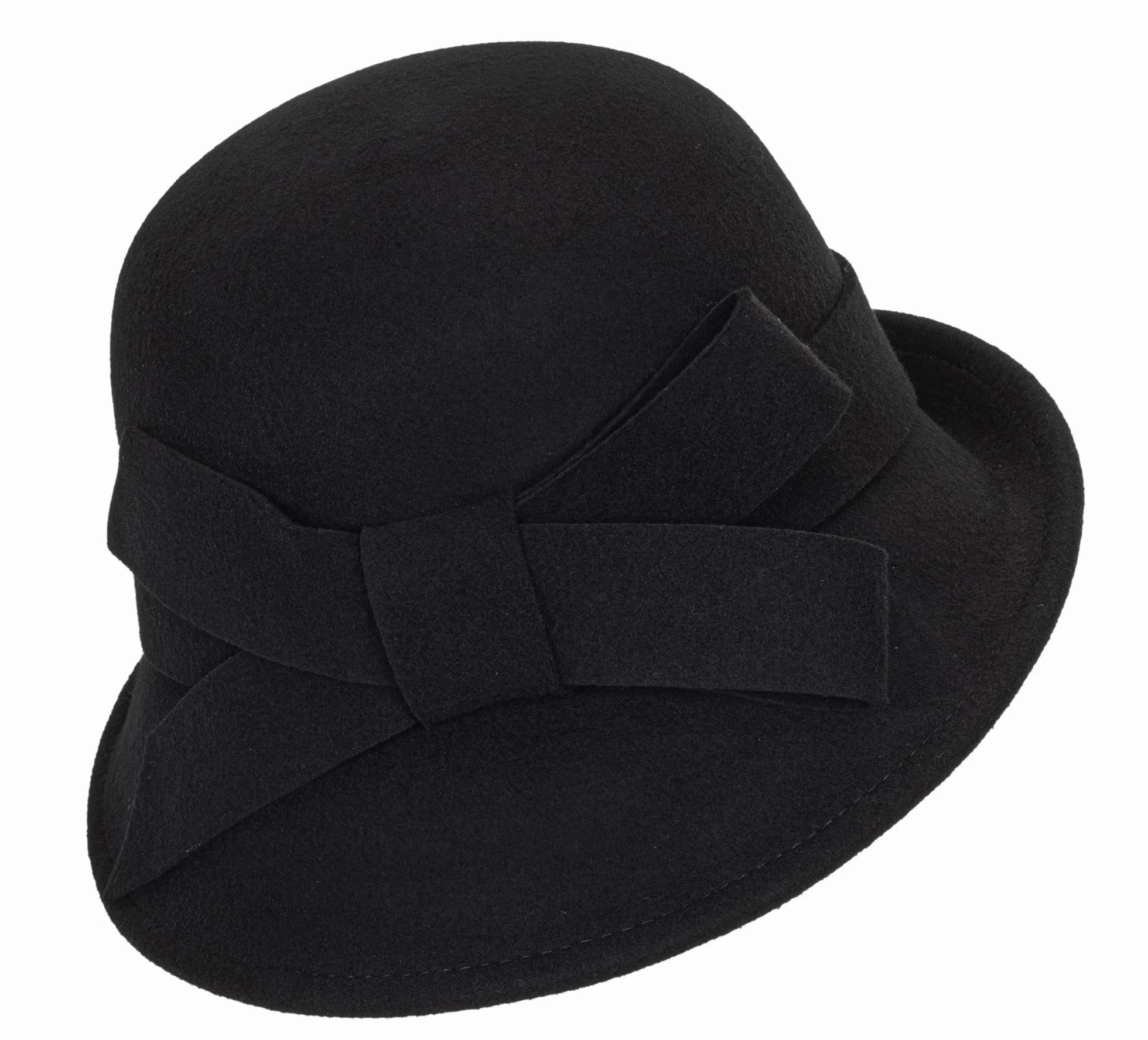 Damski kapelusz typu bucket z lat 20. XX wieku, klosz, kapelusz kościelny z kokardą, Czarny, M