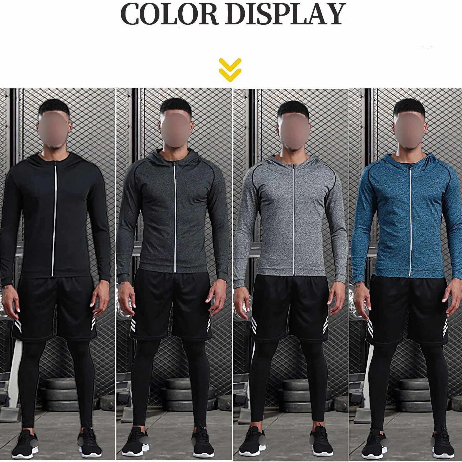 7-częściowy męski zestaw odzieży fitness, szybkoschnące legginsy na siłownię, outdoorowa warstwa bazowa odzież sportowa, styl 8, XL