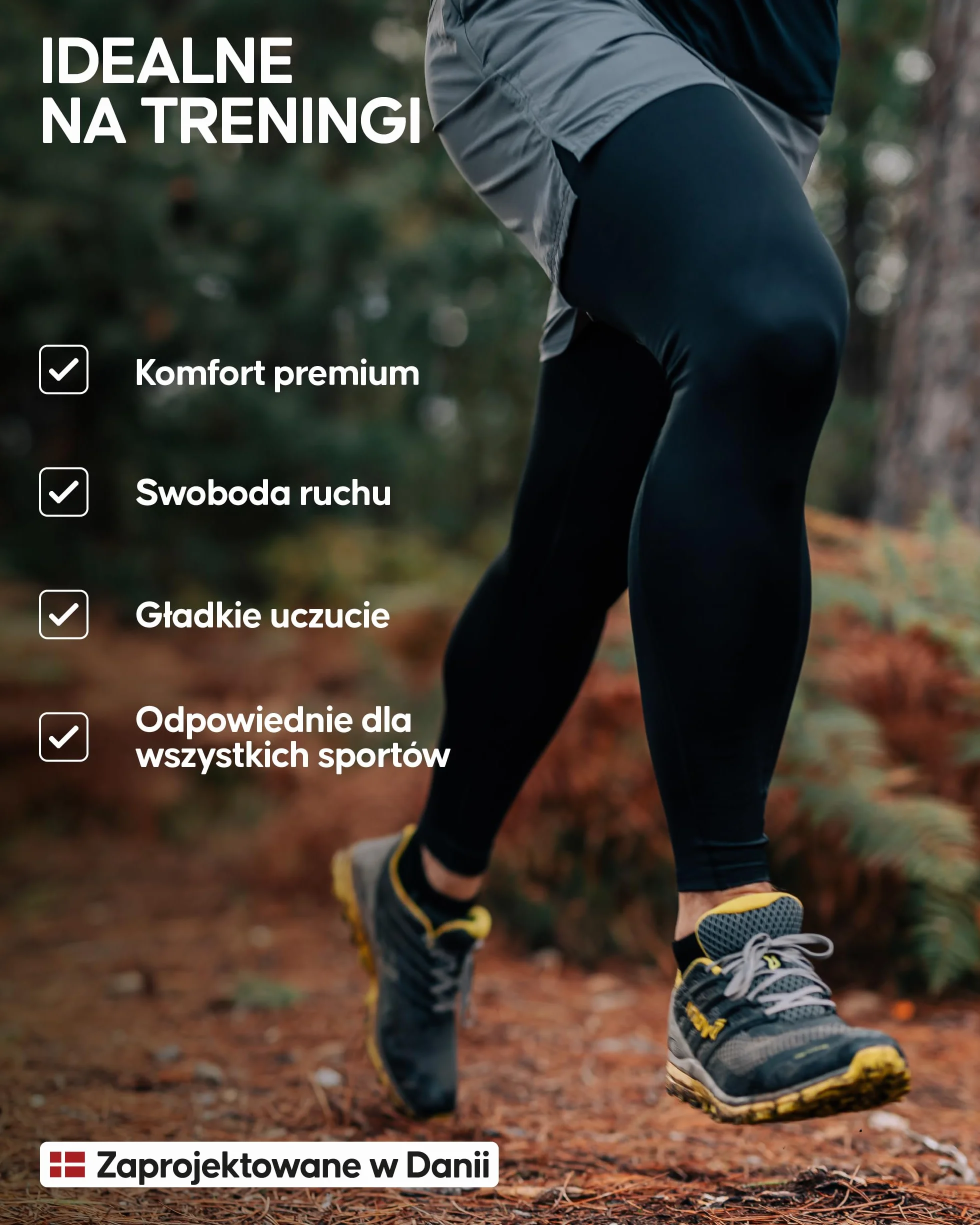 DANISH ENDURANCE Spodnie Kompresyjne Męskie, Legginsy Sportowe, Termoaktywne, 2-Pack