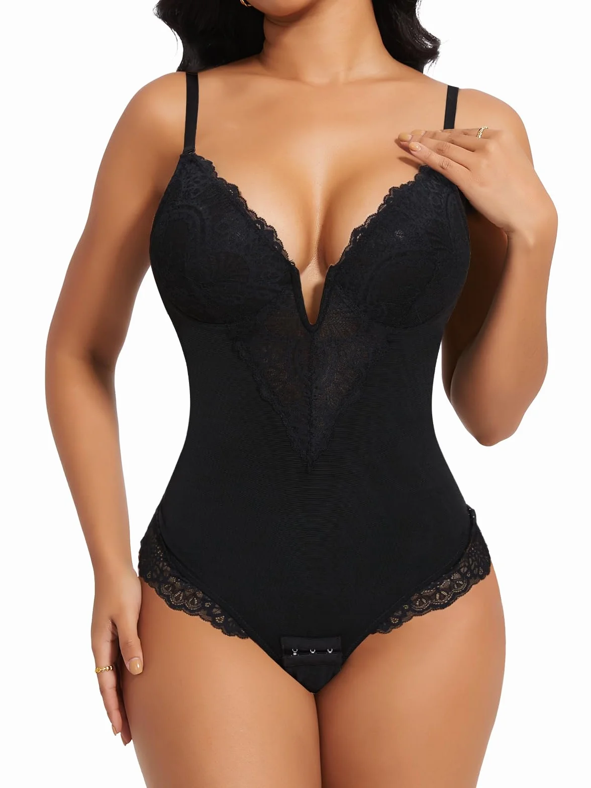 SHAPERIN Damskie body wyszczuplające wyszczuplające brzuch płaskie body stringi koronkowa bielizna modelująca body topy