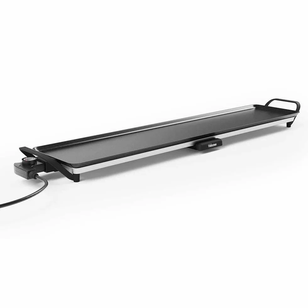 Tristar Grill Stołowy Slim Xxl – Bardzo Duża Powierzchnia Do Pieczenia 100 X 22 Cm – Regulowany Termostat – Powłoka Zapobiegająca Przywieraniu – Wyjmowana Tacka Na Tłuszcz – Łatwy Do Czyszczenia –