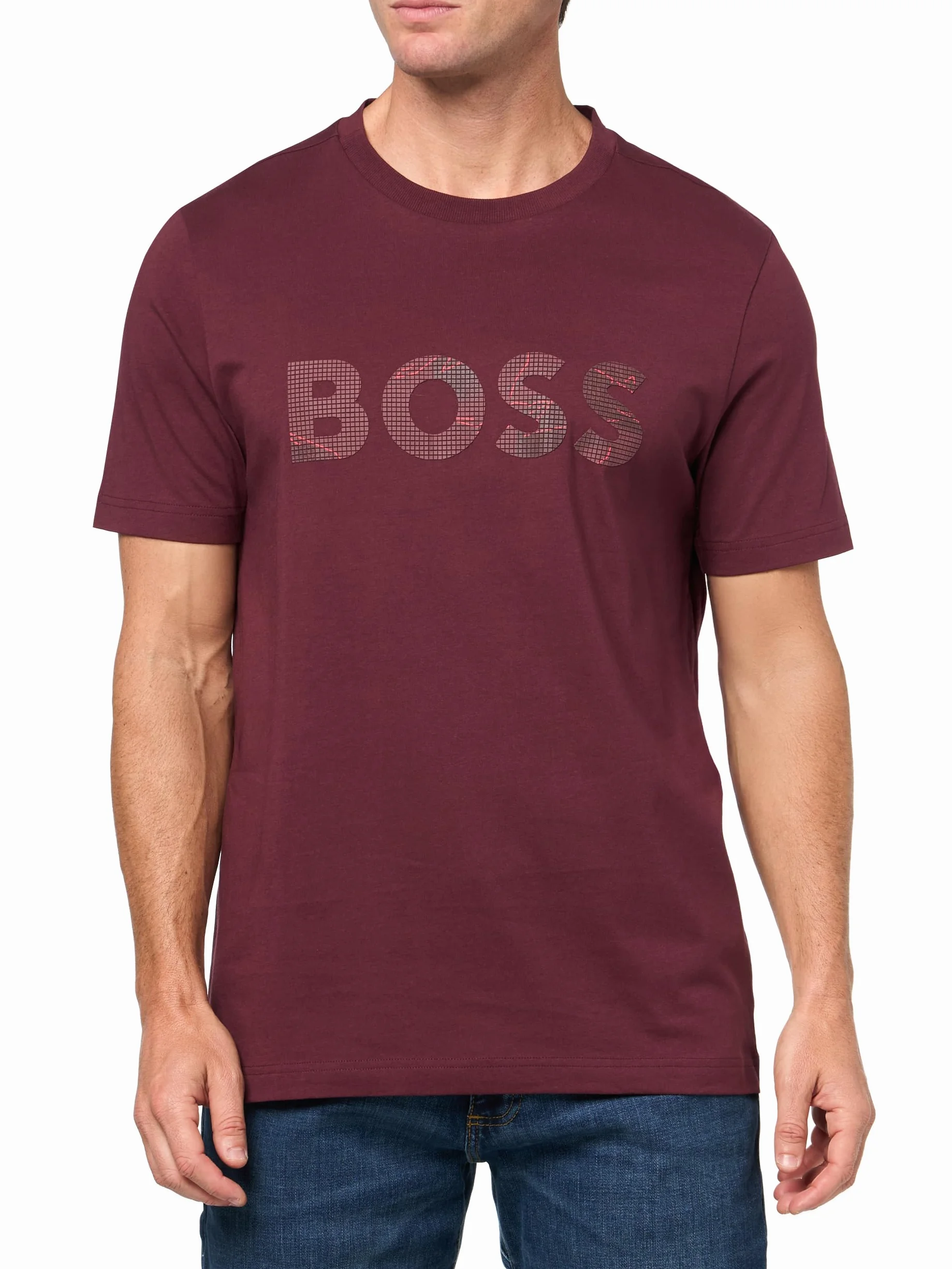 BOSS Bawełniana koszulka z dużym teksturowanym logo Mężczyźni Big Textured Logo Cotton T-shirt (1 w zestawie)