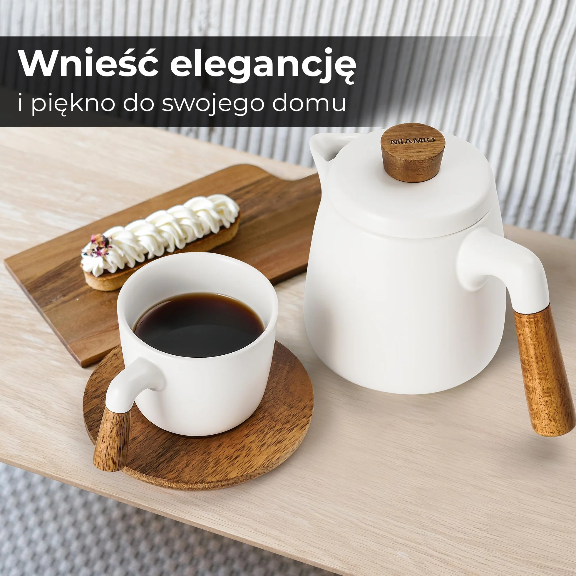 Miamio Zestaw ceramicznych dzbanków do herbaty 1000 ml z zaparzaczem i filiżankami