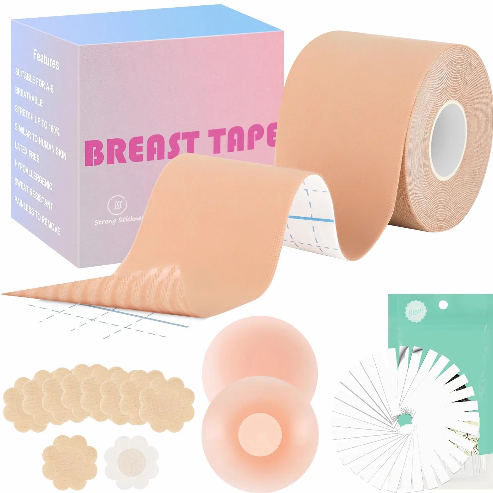 AOOWU Klejony biustonosz push-up bez ramiączek, niewidoczny biustonosz bez ramiączek, samoprzylepny biustonosz push-up, duży mały biustonosz typu boob tape breast boob, biustonosz bez ramiączek, modny
