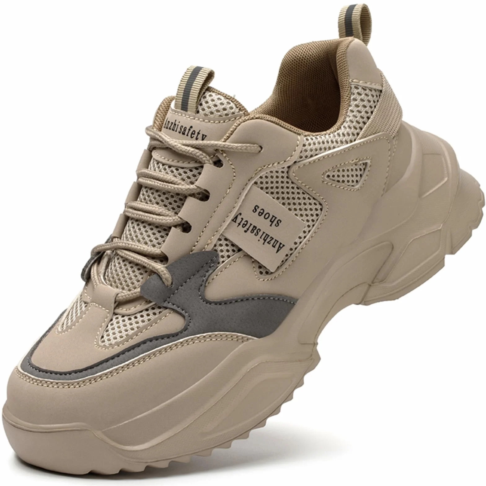 Micoklinlin Damskie buty robocze, modne buty ochronne, lekkie, stalowe noski, dla kobiet, z odblaskowymi paskami