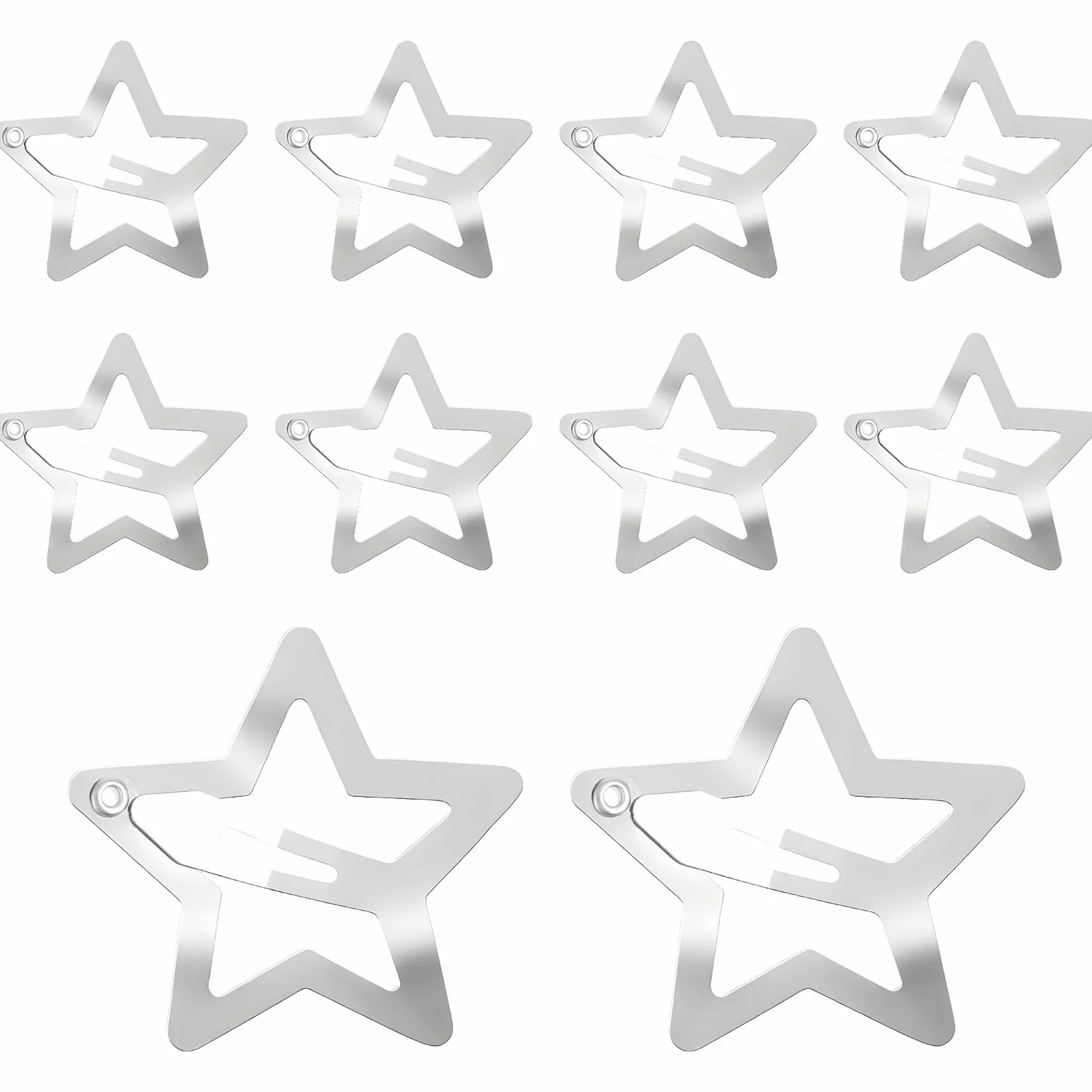 10 sztuk wsuwek do włosów w kształcie gwiazdy, srebrne, antypoślizgowe spinki do włosów z wyciętymi gwiazdami, słodkie akcesoria do włosów Y2K, spinki do włosów z zapięciem gwiazdowym dla
