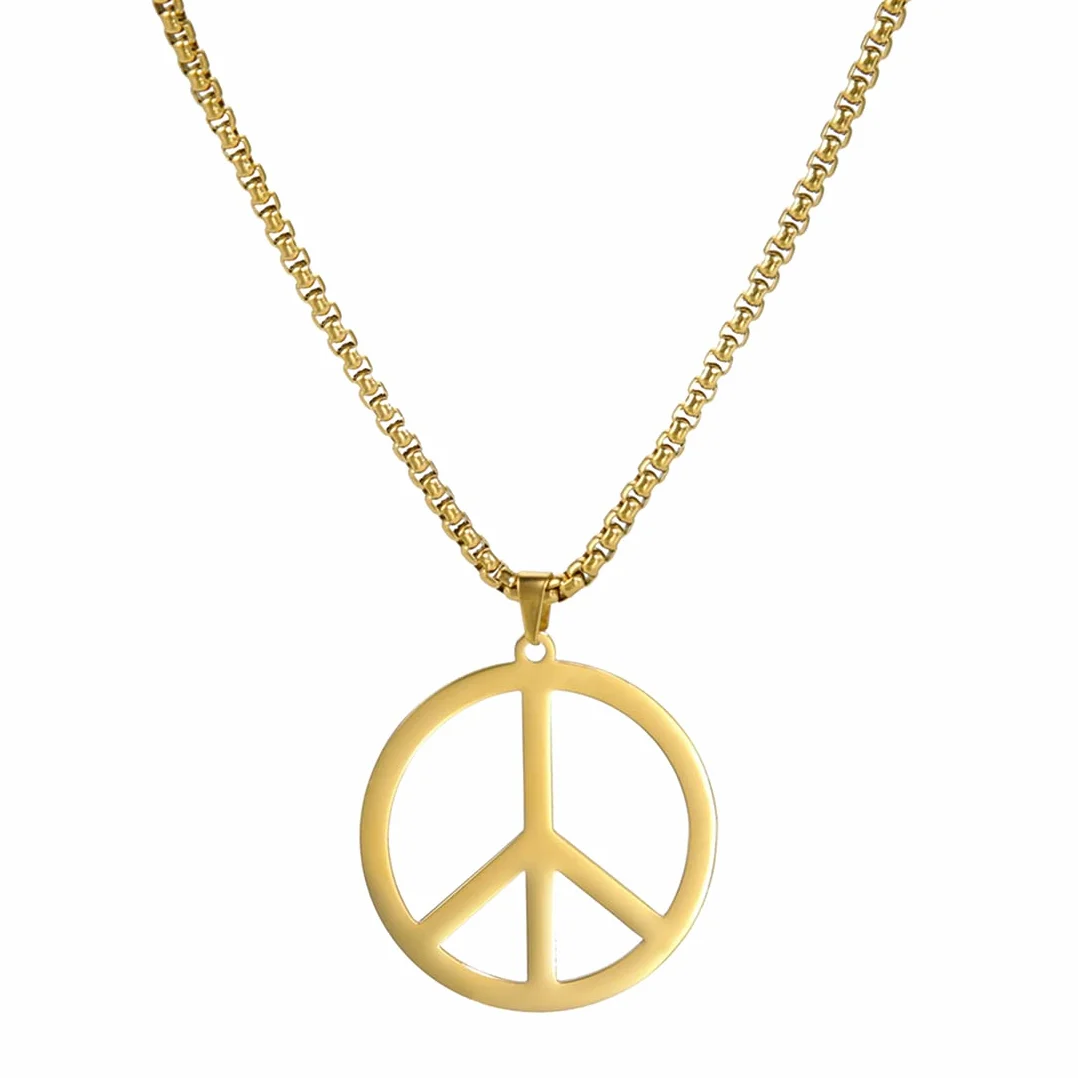 Znak Pokoju Symbol Naszyjnik Geometryczny Duży Okrągły Naszyjnik Hippie Party Dressing Akcesoria Biżuteria Prezenty Mężczyźni