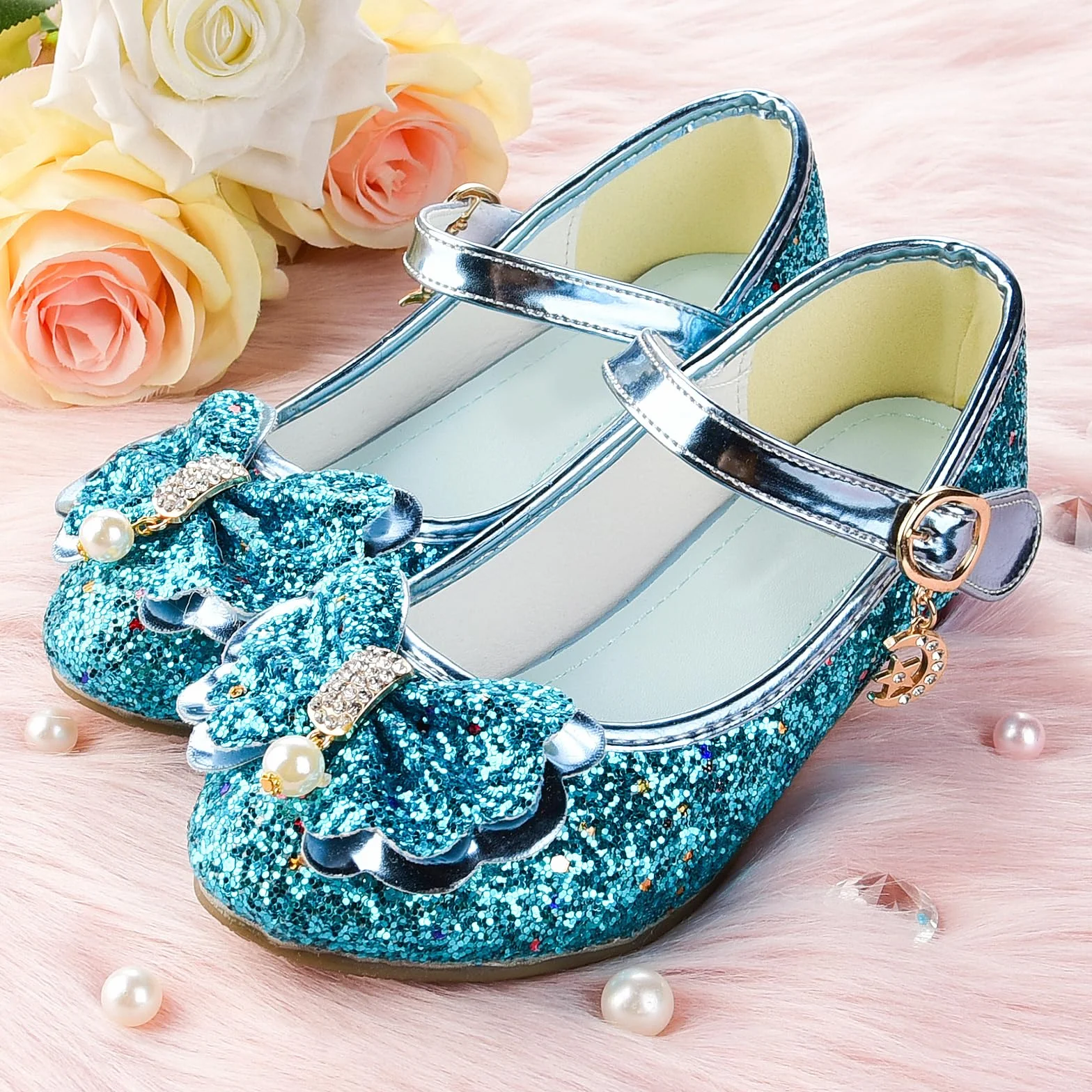 JerrisApparel Dziewczęce buty księżniczki Mary Janes na wesele, urodziny, imprezę