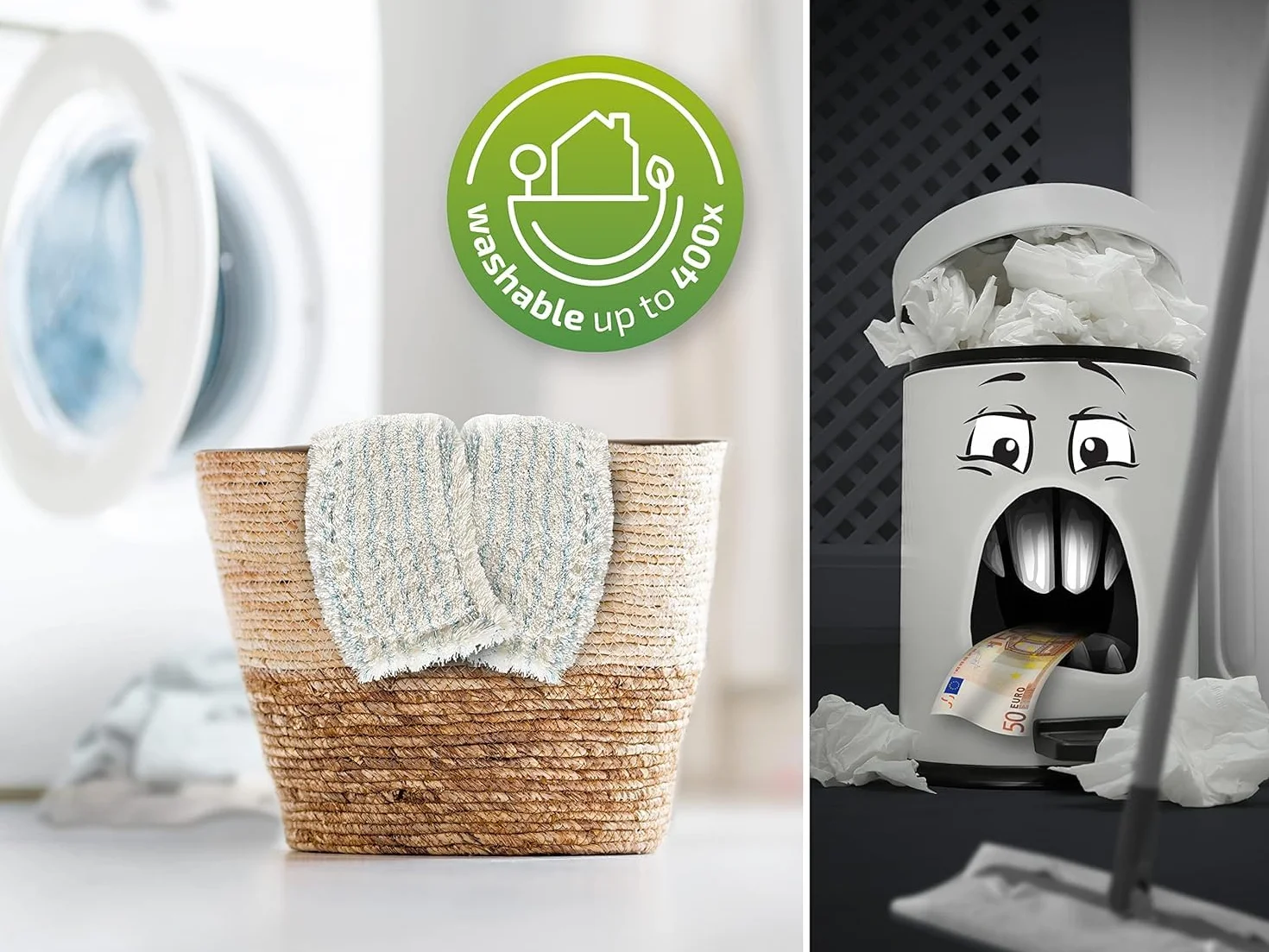 Leifheit Profi XL cotton plus teleskopowy uchwyt 80-135 cm ze stali do płytek i podłóg kamiennych, mop do odkręcania za pomocą kliknięcia nożnego, przegub obrotowy 360°, system zatrzaskowy