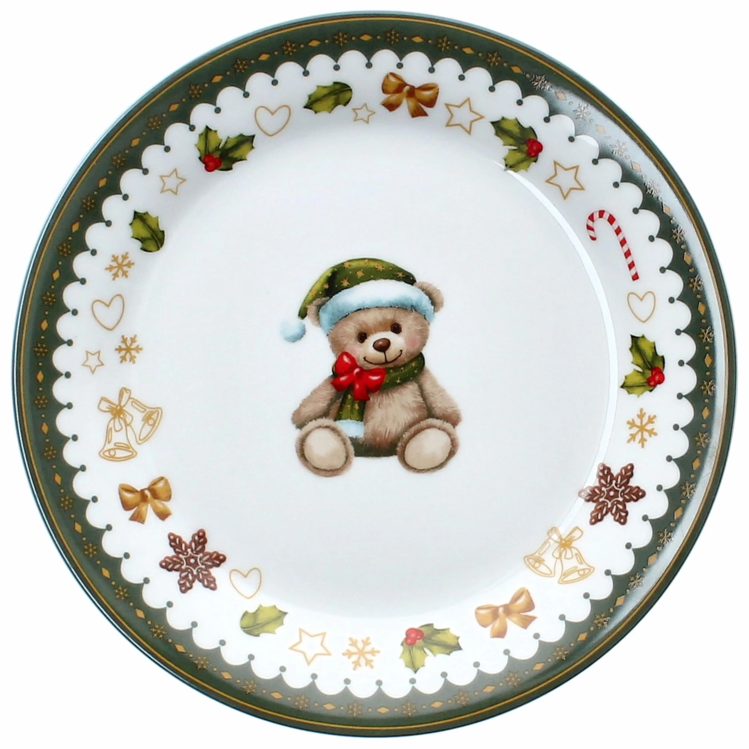 MamboCat Friend 18-częściowy serwis do kawy dla 6 osób | Bożonarodzeniowy zestaw śniadaniowy z porcelany z misia, domkiem z piernika i innymi | Filiżanki, spodki i talerze do ciasta | na Boże