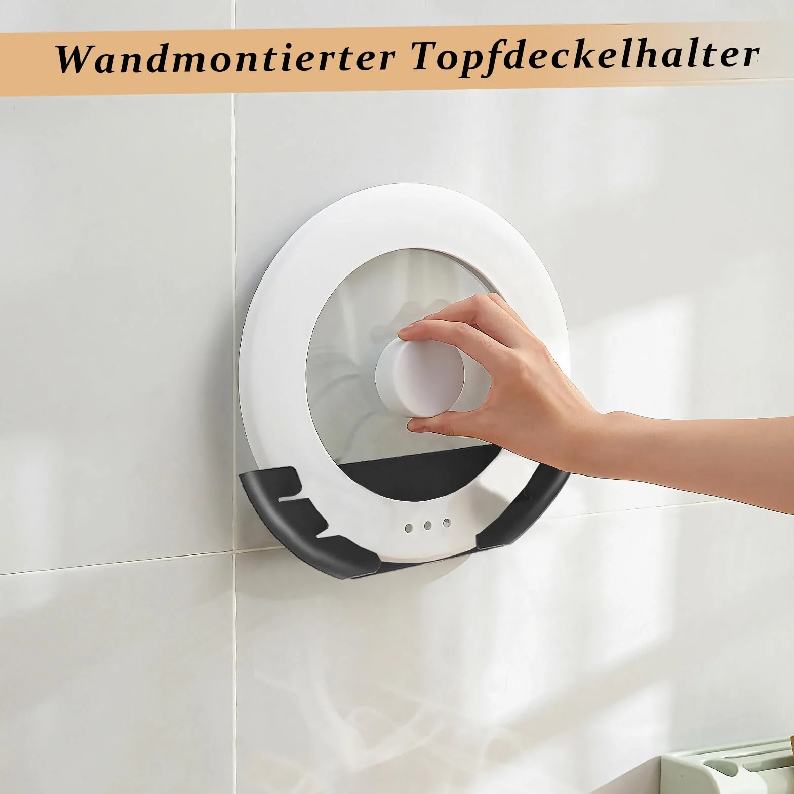 Samoprzylepny uchwyt ścienny na pokrywkę garnka 4 sztuki 15-34 cm organizer do szafki czarny