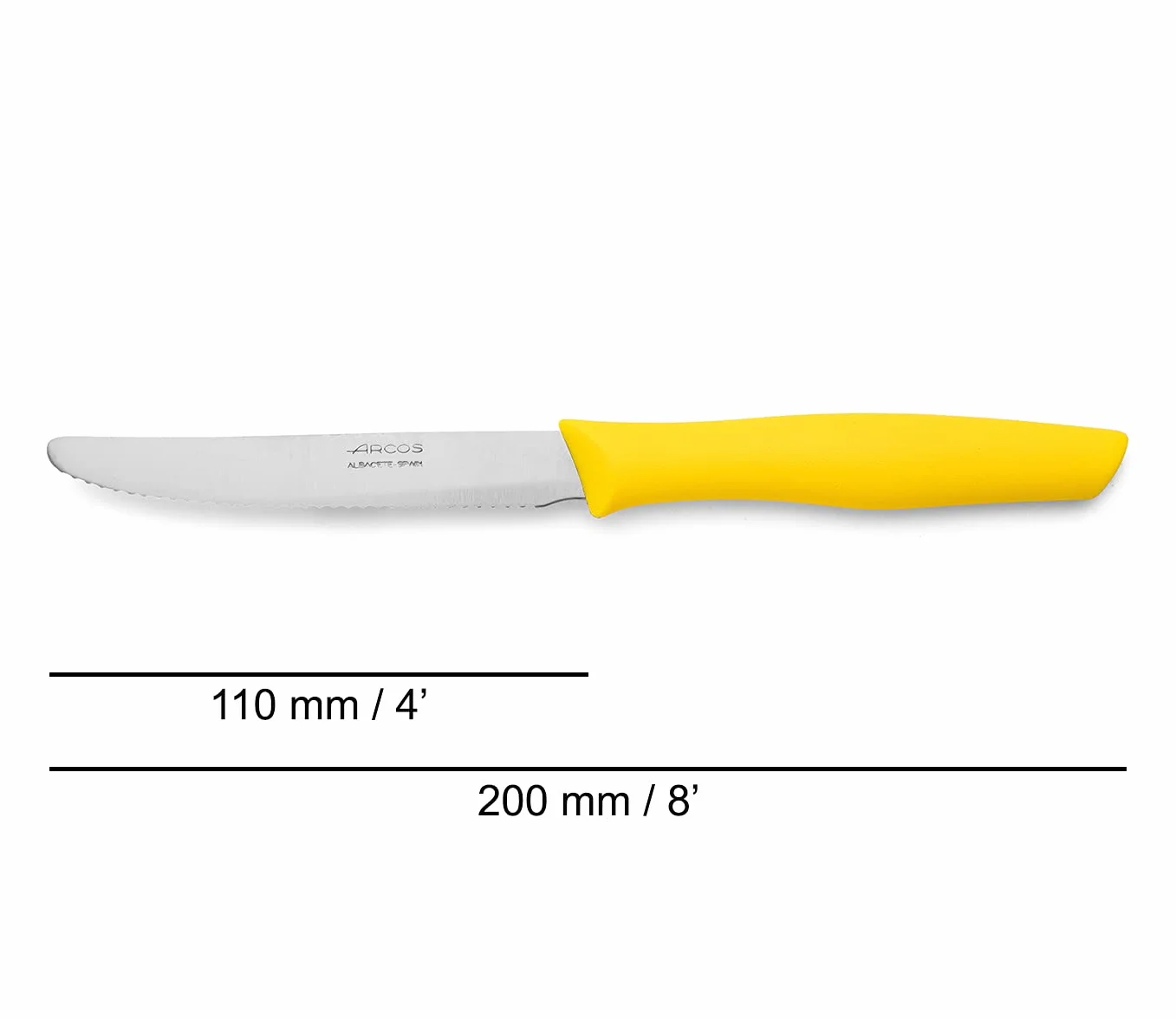 Arcos 188825 seria nova-nóż stołowy - ostrze nitrm stal nierdzewna 110 mm (110 cm) - uchwyt polipropylenowy żółty kolor, 18/8