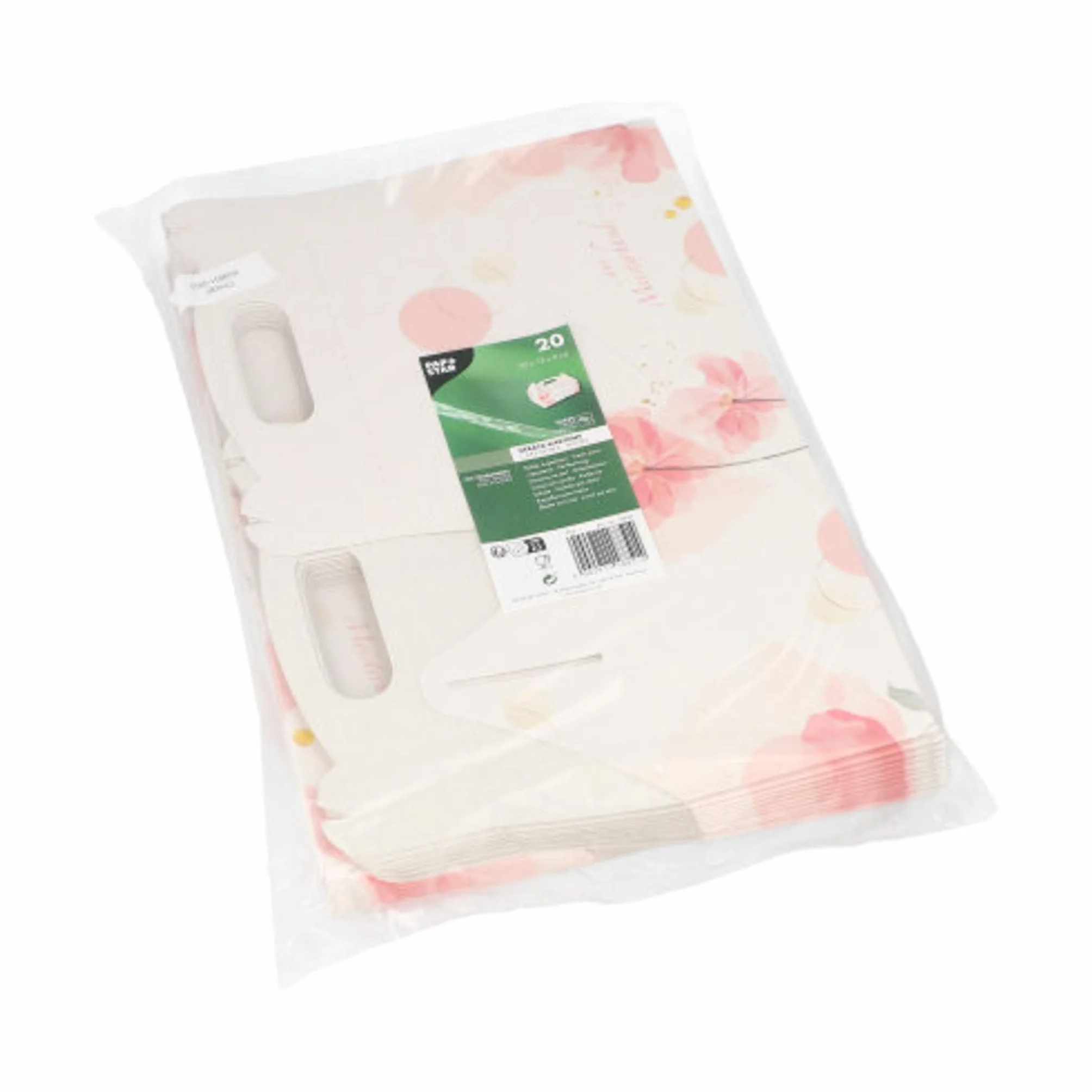 Papstar Pudełka na wypieki/babeczki z uchwytem do noszenia (20 sztuk), kwadratowe, różowe z ładnym nadrukiem neutralnym, 20 x 13 x 9 cm, z kartonu o gramaturze 350 gr/m², #18851