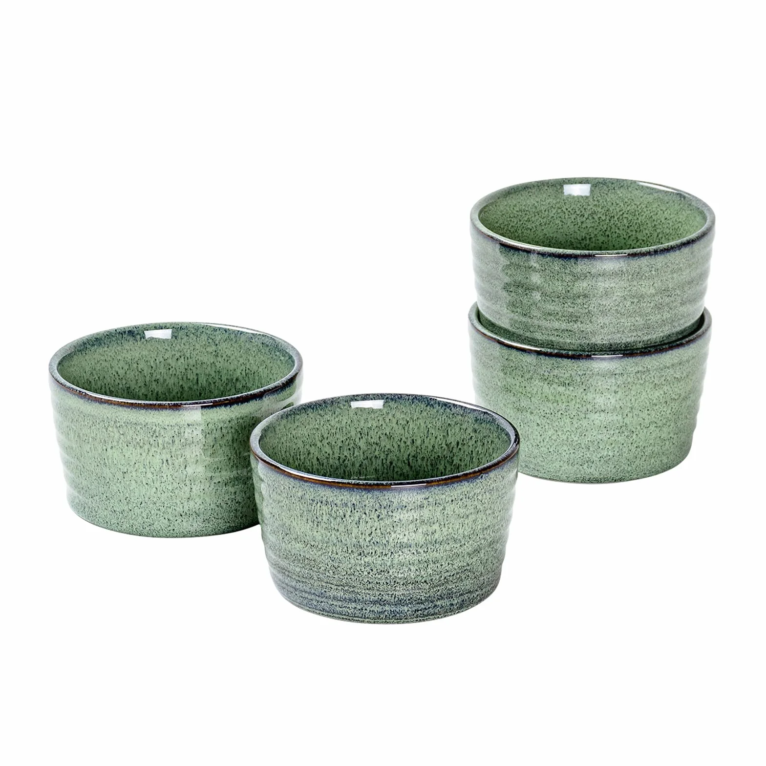 Foremki do ciasta Ramekin 4 x 240 ml Porcelana Szara Zielony do sufletu i muffinek
