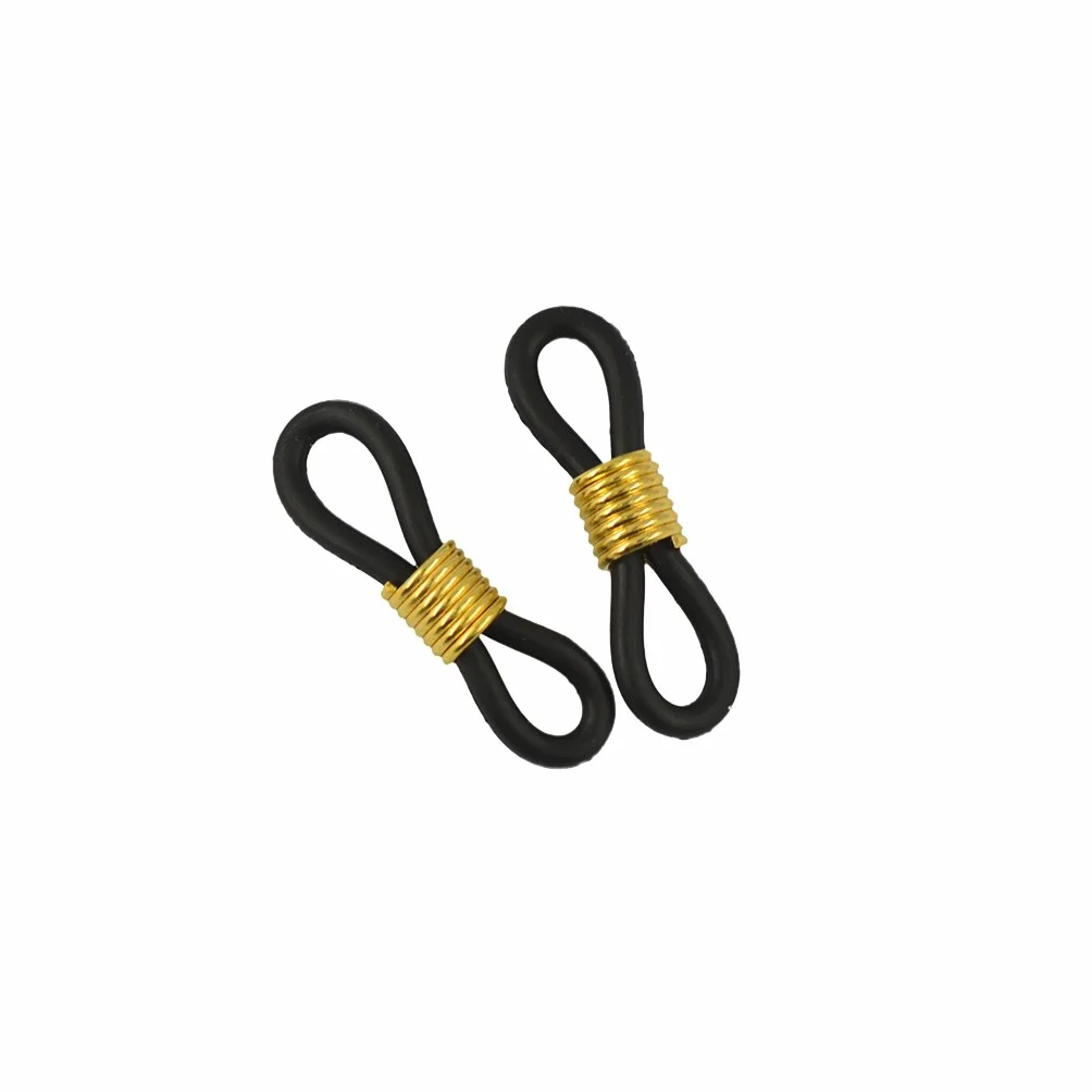 25 sztuk okulary okulary łańcuszek uchwyt na pasek pętla końcówki gumowe czarne 20 mm czarny + złoty