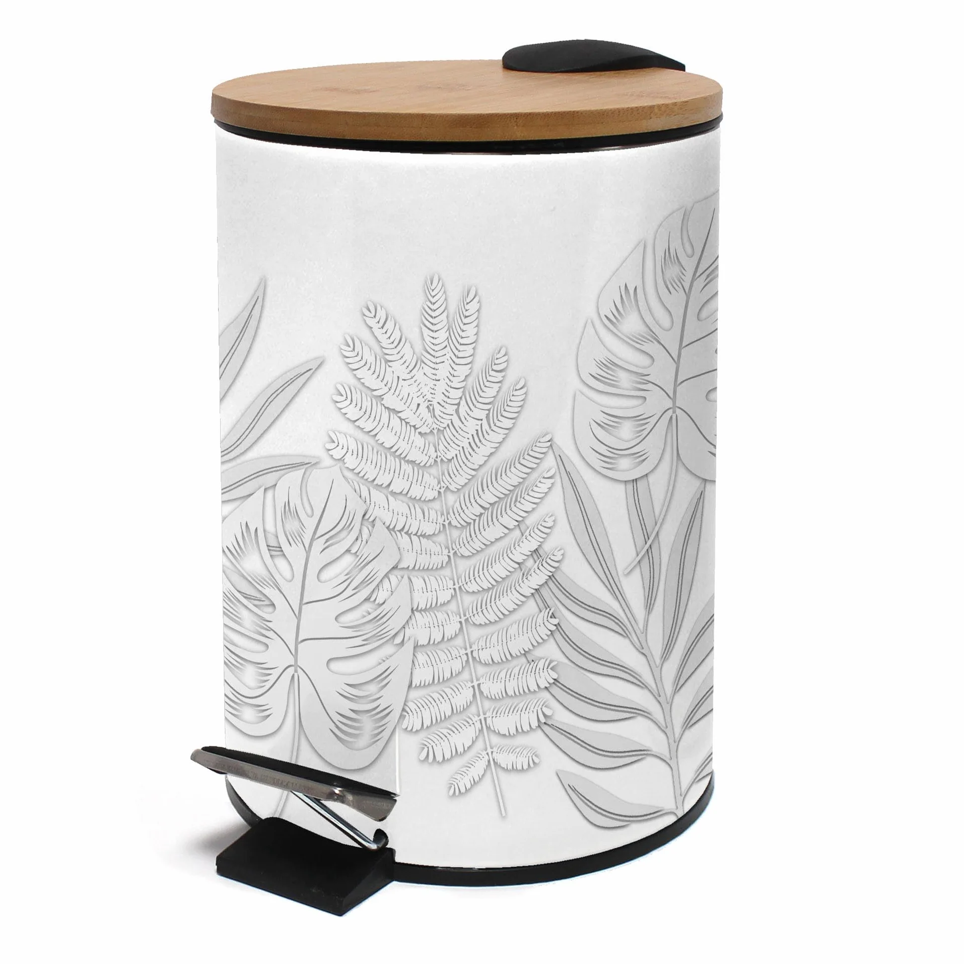 miękkość wnętrza, Kosz na śmieci z pedałem (3 L) Amber, Drukowany metal i Bamboo