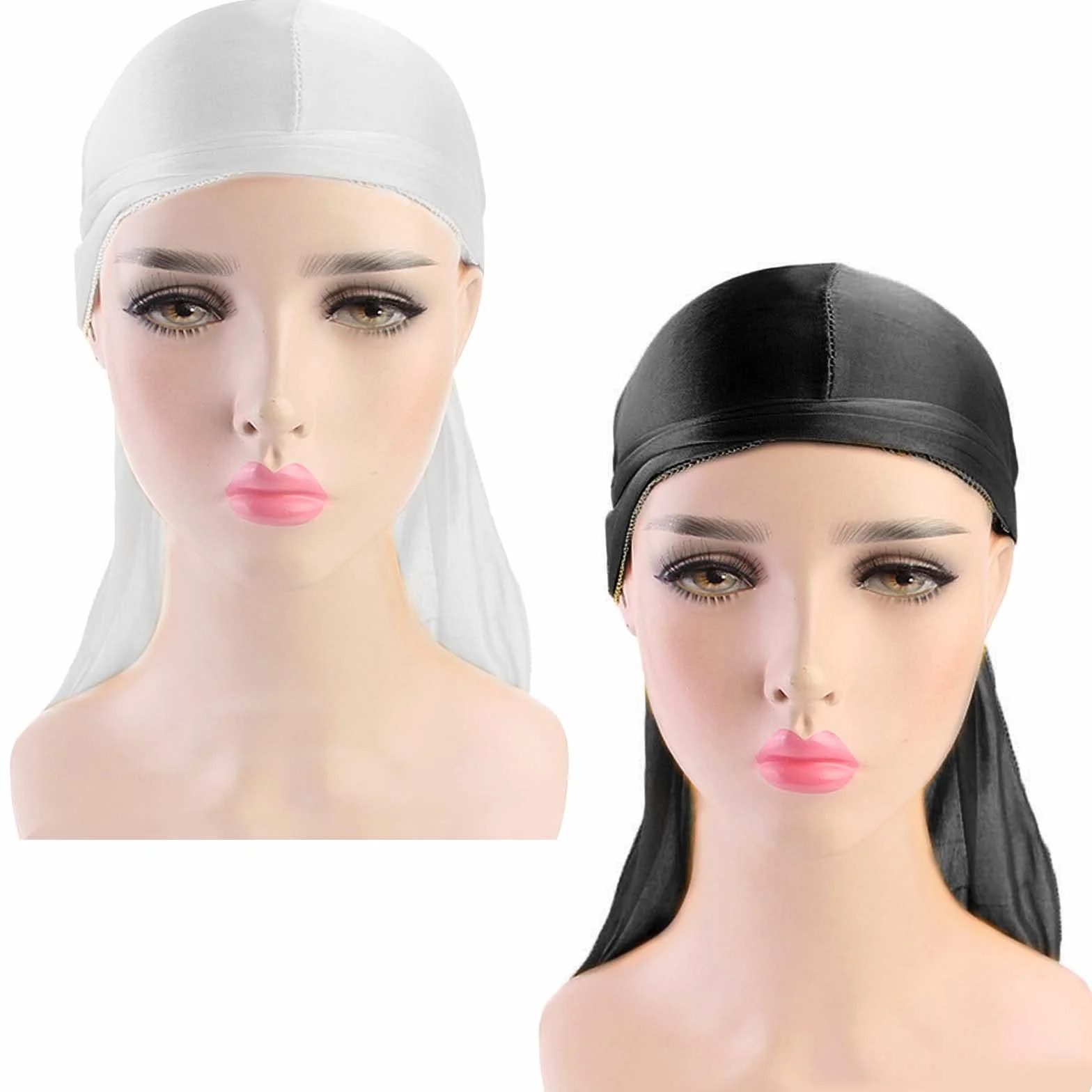 2 szt. Jedwabisty Durag Męski Kapelusz Miękki Pirate Durag, Unisex Elastyczna czapka Waves z długimi ogonami i szerokimi paskami, oddychająca czapka Durag Pirate Hat dla kobiet mężczyzn