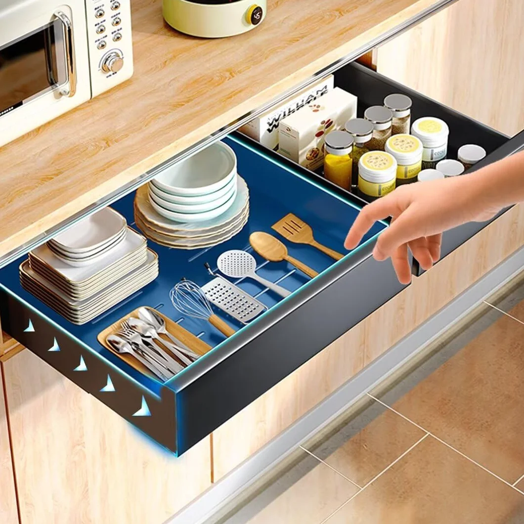 Szuflada teleskopowa kuchenna 40x43x8 cm biała organizer do szafy