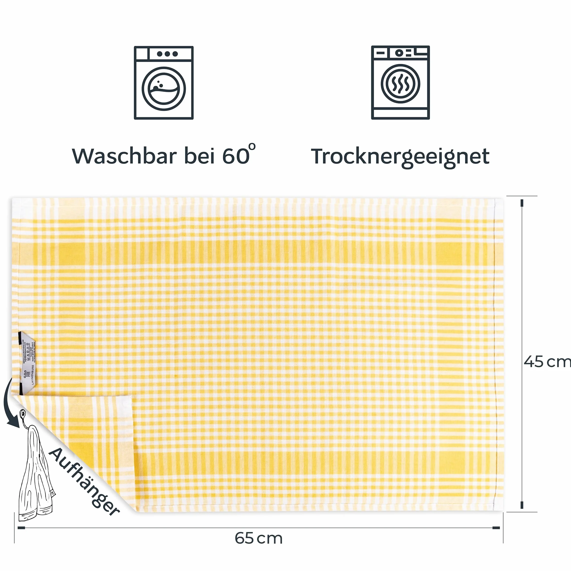 LAYNENBURG Oeko Tex Standard 100 ścierki do naczyń, 100% bawełna, 45 x 65 cm, nowoczesne ręczniki do naczyń, niestrzępiące się i nowoczesne, 100 sztuk