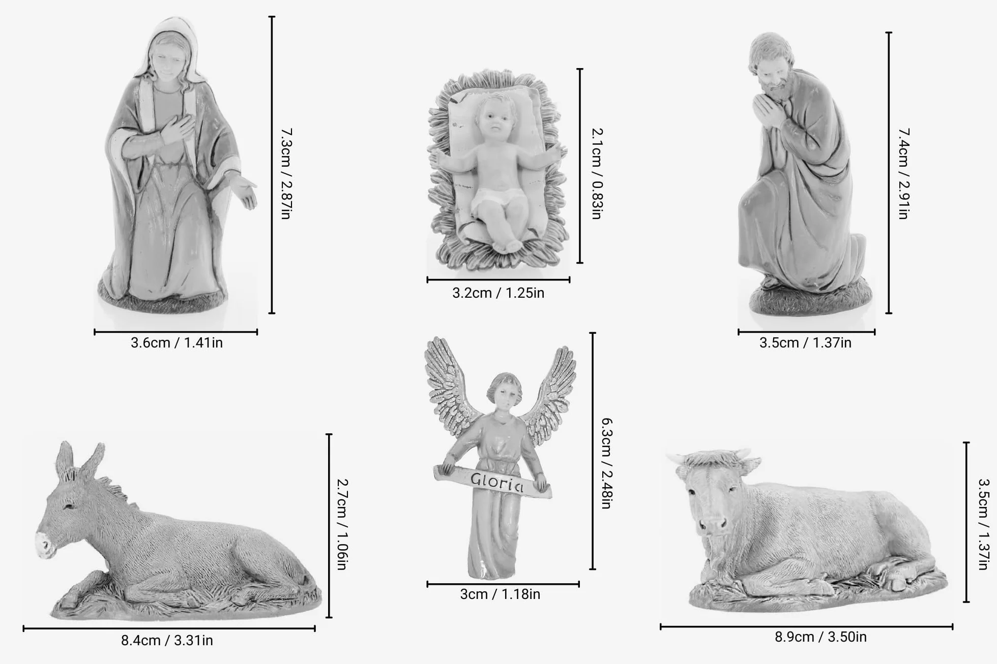 Moranduzzo Szopka bożonarodzeniowa 6 cm 10 cm skala 1:20 - Niezniszczalne figurki do szopki - styl 700", ręcznie wykończony obraz, oficjalny produkt, wyprodukowany we Włoszech, rzeźbiarz M. Landi
