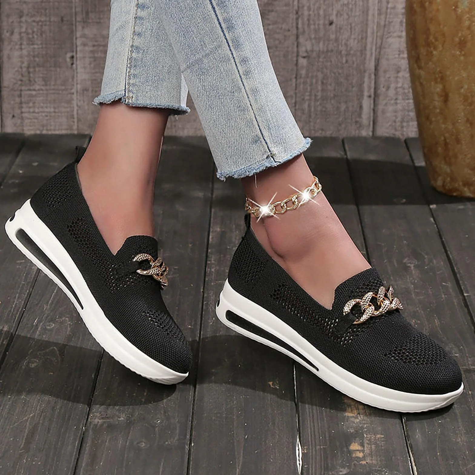 HEYCE Buty do chodzenia dla kobiet z podparciem łuku, z podparciem łuku dla kobiet, ortopedyczne, do ogrodnictwa, pracy, wędkowania, wypoczynku, zakupów, czarne