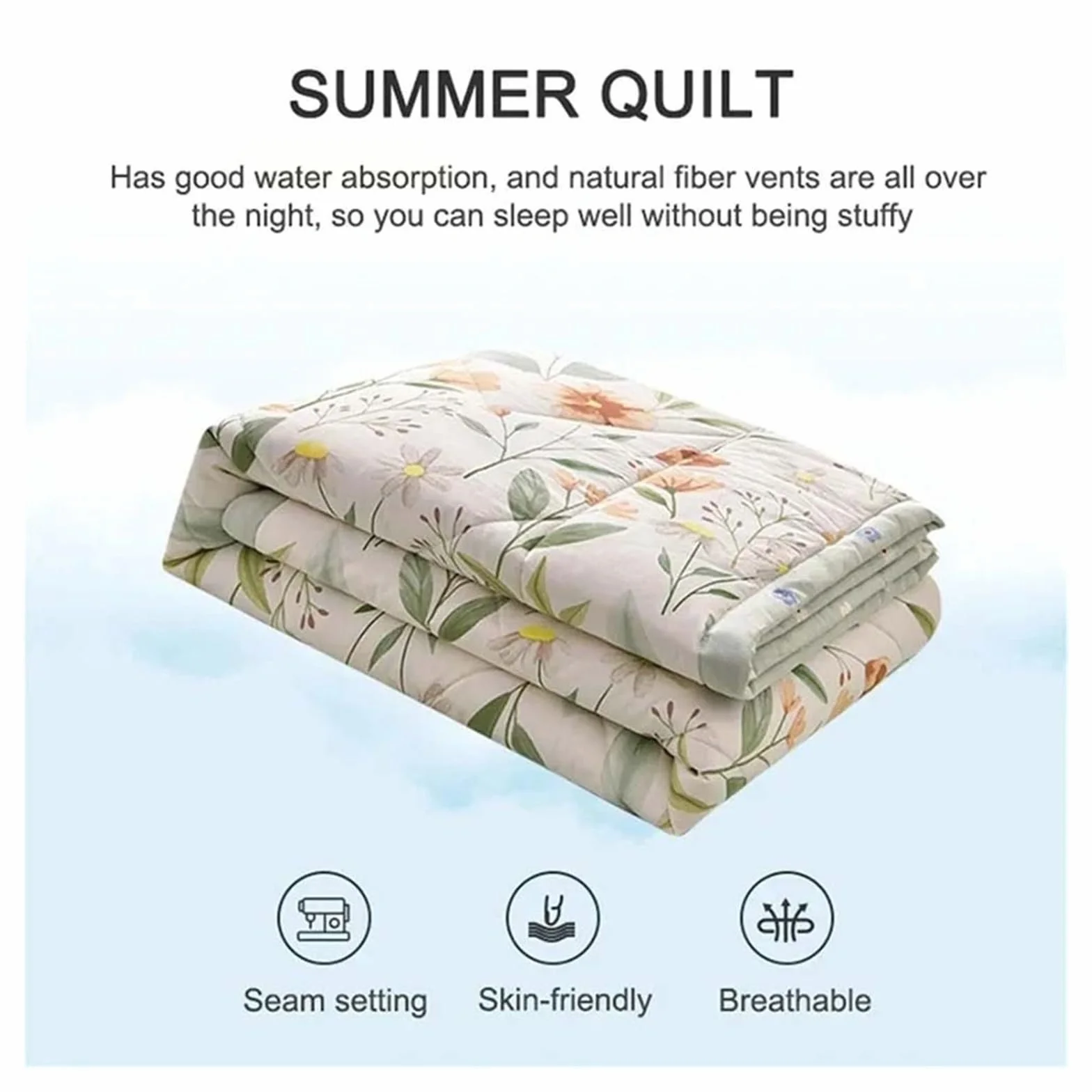 Washed Cotton Blanket Quilt Soft Summer Cool Air-Conditioning Comforter Printed Single Double Student Dormitory Quilt for Sofa Bed 150x200 cm All-Season