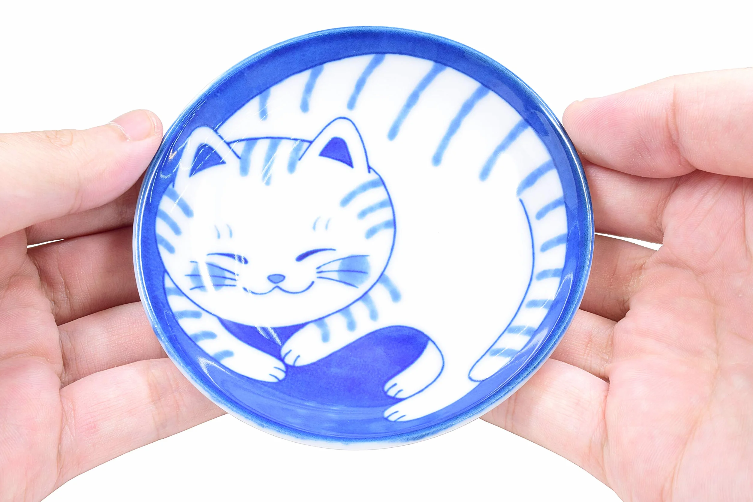 Japoński mini talerz na przyprawy Mino Ware NEKOCHIGURA 9,9 cm zestaw 4 wzorów