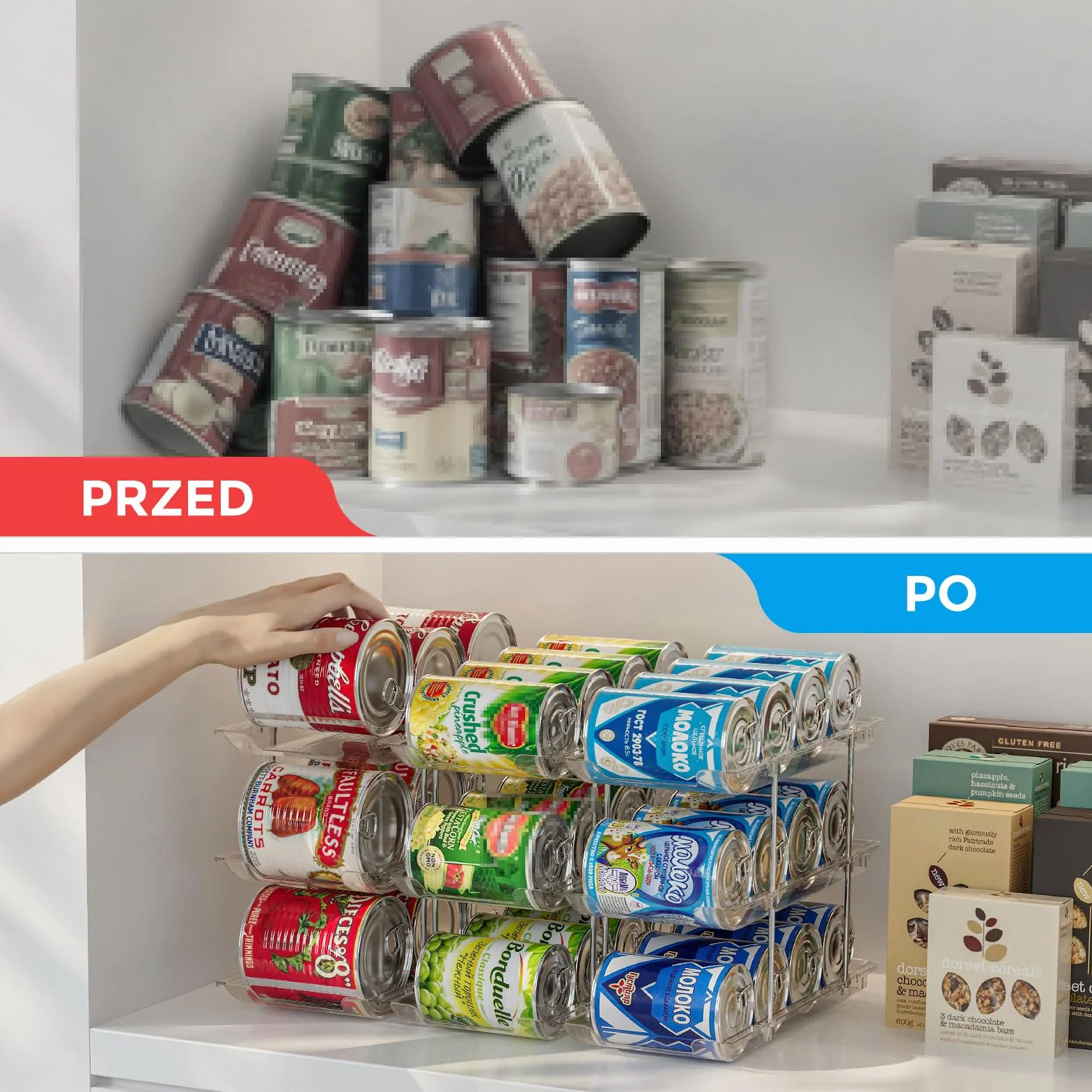 Automatyczny obrotowy organizer na puszki 3-poziomowy stojak 36 puszek