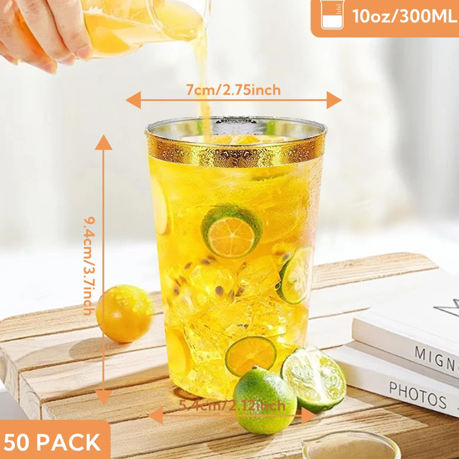 Plastikowe kubki 50 sztuk 280 ml wielokrotnego użytku eleganckie kieliszki do wina