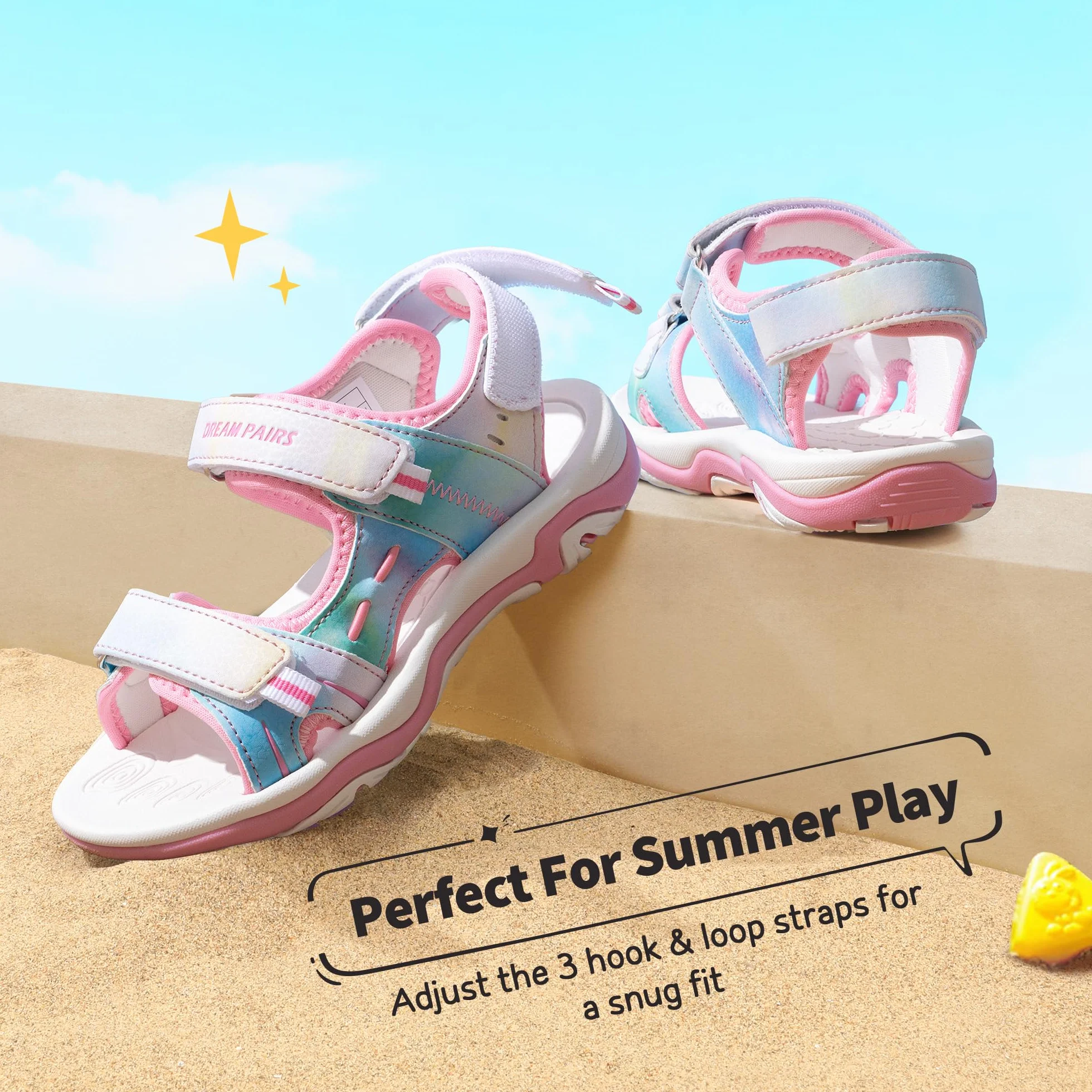 DREAM PAIRS Sandały dla chłopców i dziewczynek, na lato, buty sportowe, modne buty sportowe, otwarte sandały sportowe