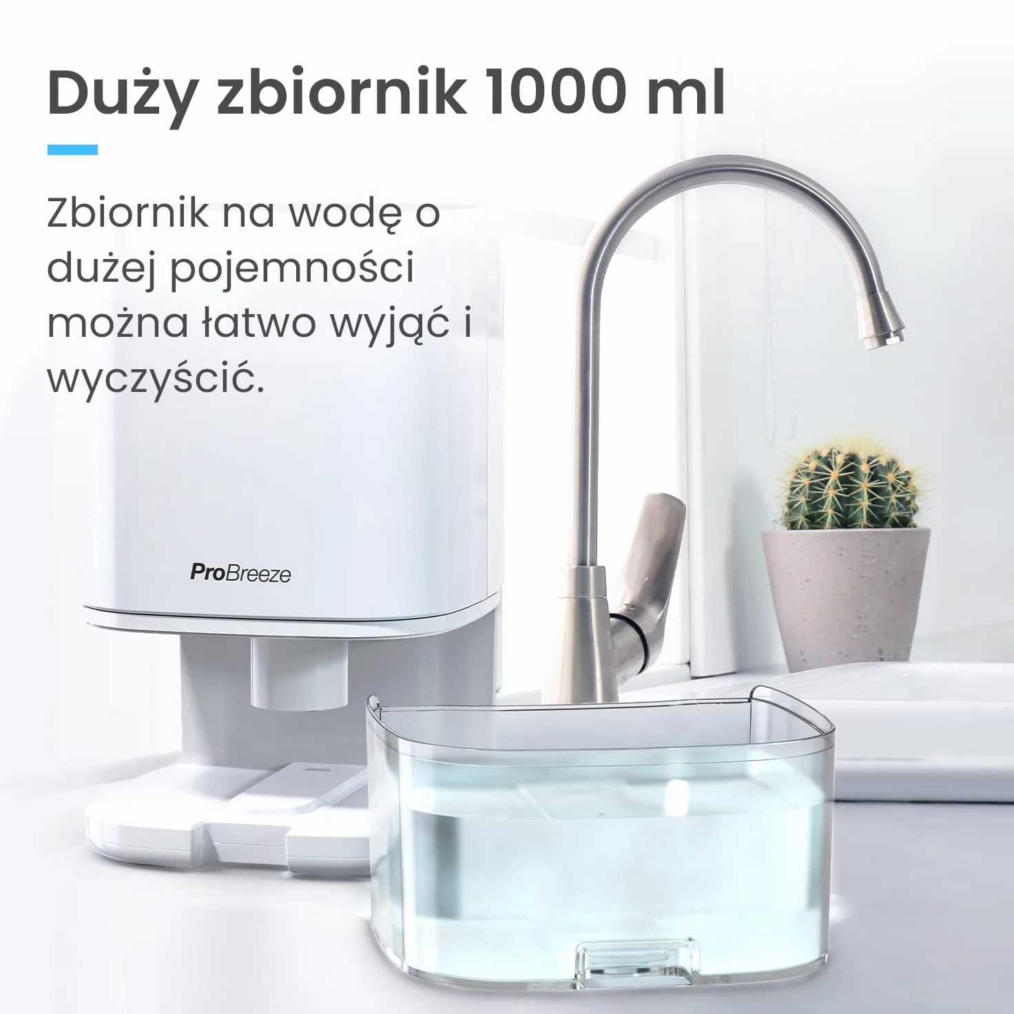 Pro Breeze Elektryczny osuszacz powietrza 1000 ml z timerem 4h, pochłaniacz wilgoci, mini osuszacz do łazienki, biały