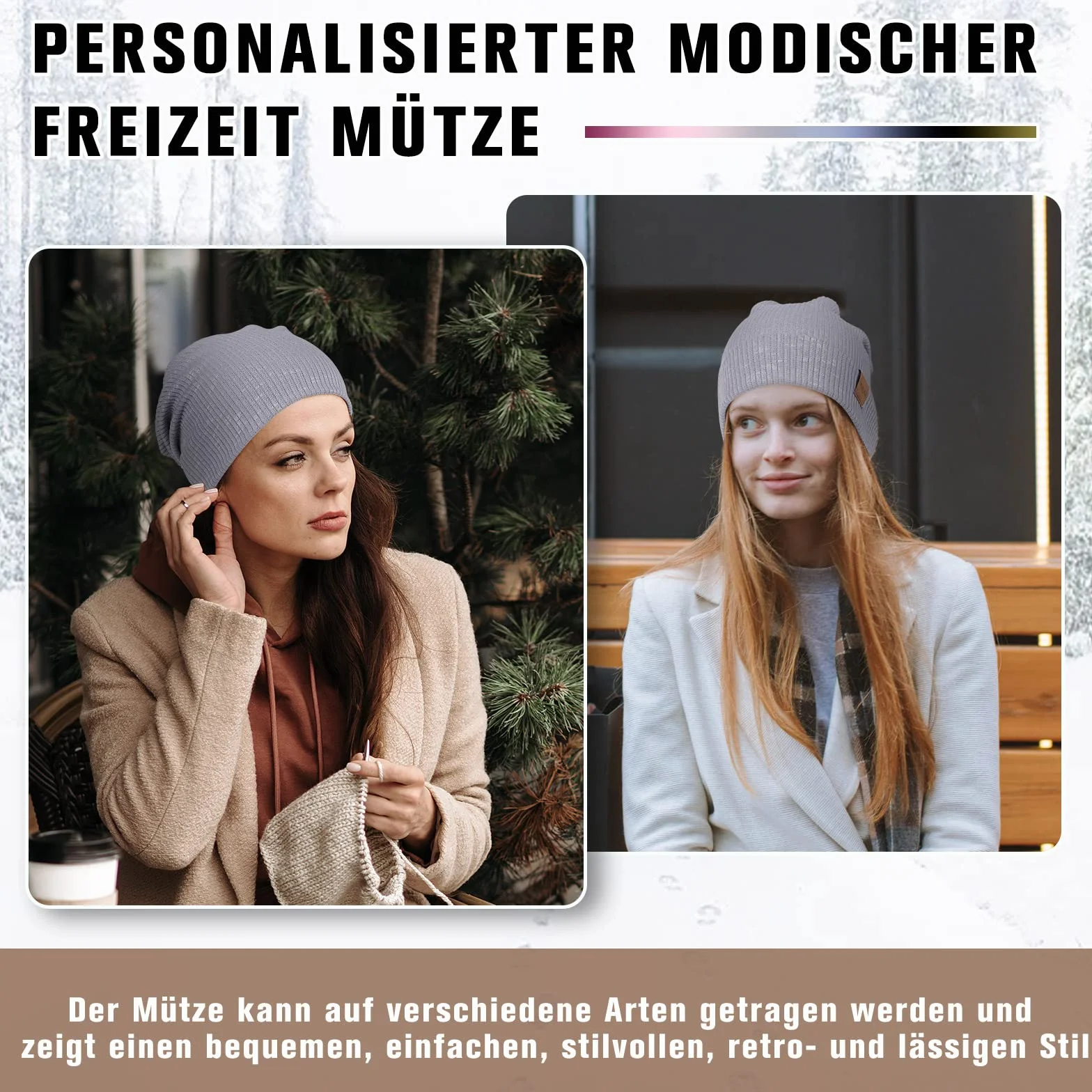 Hamuni Slouch Beanie Czapka damska, męska, elastyczna, miękka, wygodna, z dżerseju, klasyczna, modna, długa czapka typu beanie, idealna na wiosnę, jesień i zimę, szary, jeden rozmiar