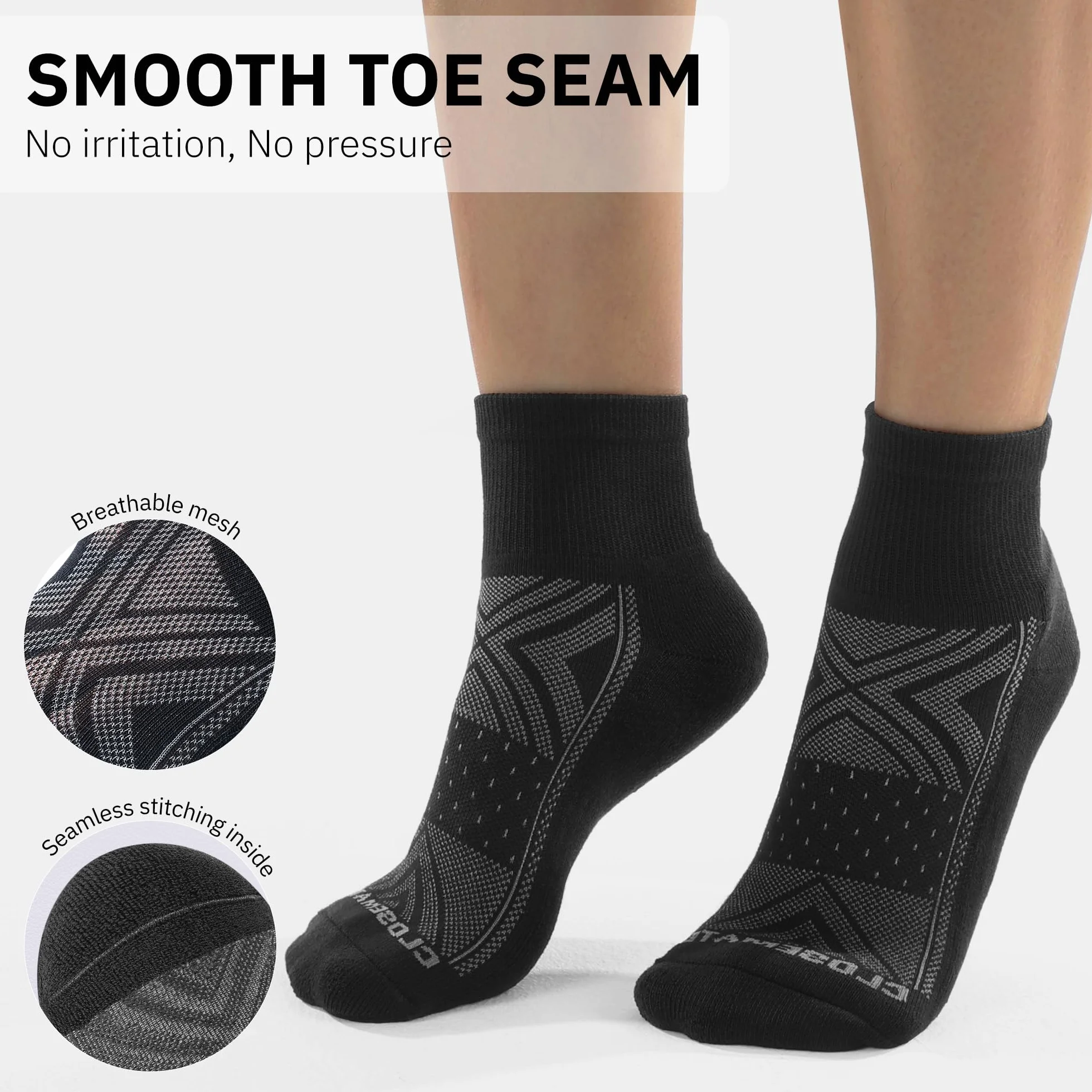 CLOSEMATE Skarpety Stopki Damskie 6 Par Sportowe Skarpetki Krótkie do Biegania Tenisowe Sneakersów Oddychające Antypoślizgowe Bawełniane