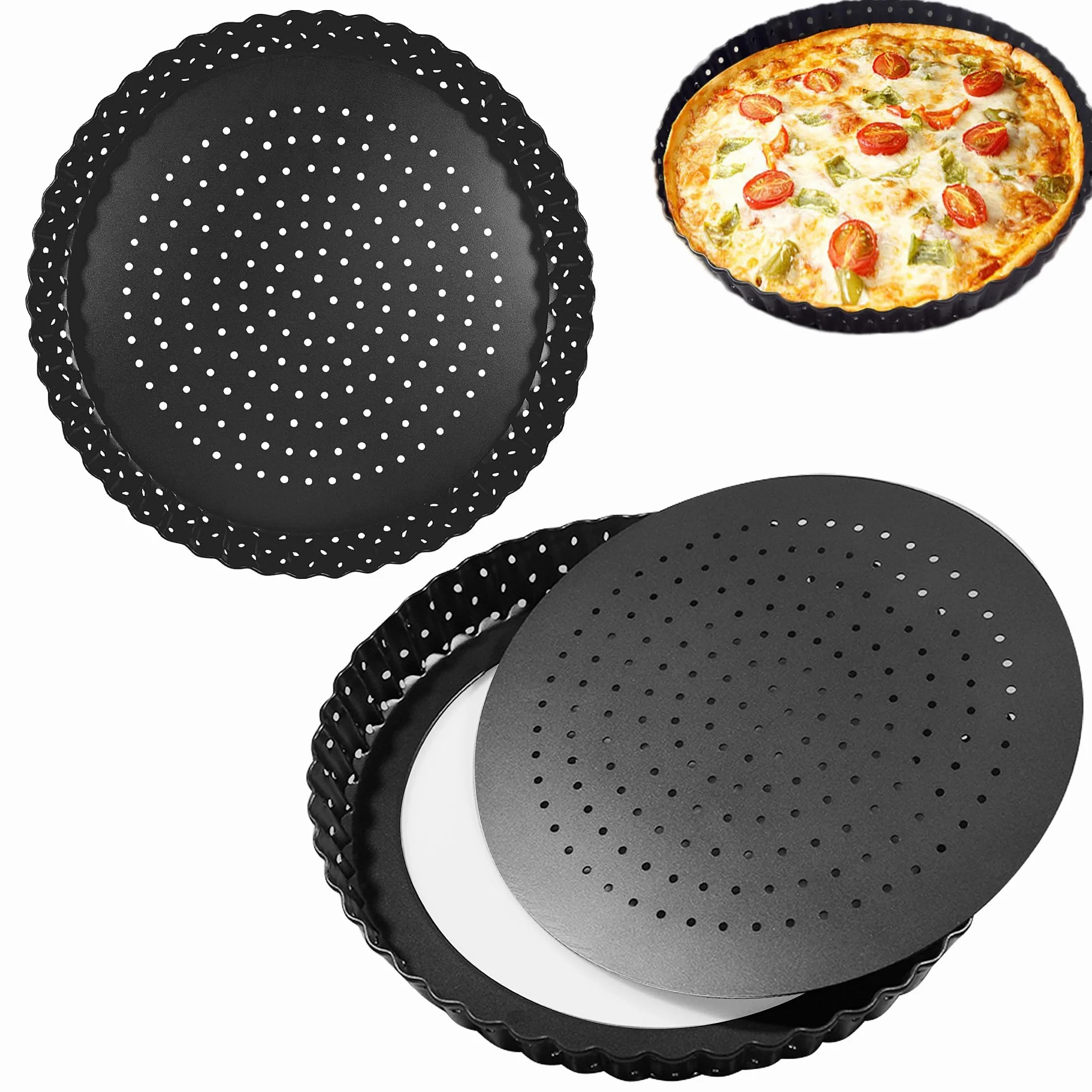 Foremki do quiche 30 cm, nieprzywierająca, ryflowana, z odpinanym dnem