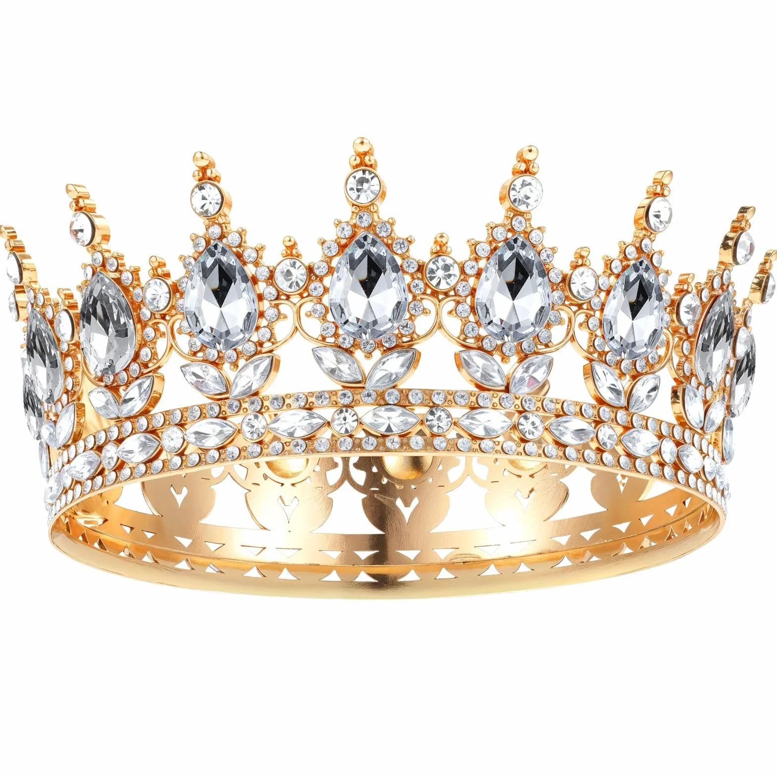 Złota korona kryształ górski diadem ślubny dla panny młodej