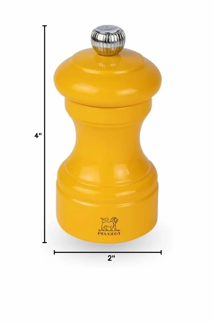 PEUGEOT Młynek do soli Bistro 10 cm – klasyczne ustawienie stopnia mielenia – drewno PEFC szafranowy
