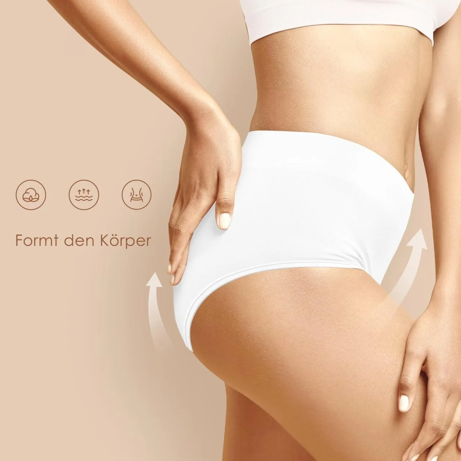 YouShow Women's Underwear Brief Cotton Knickers Pack of 5 High Waist Stretchy Tummy Control Panties