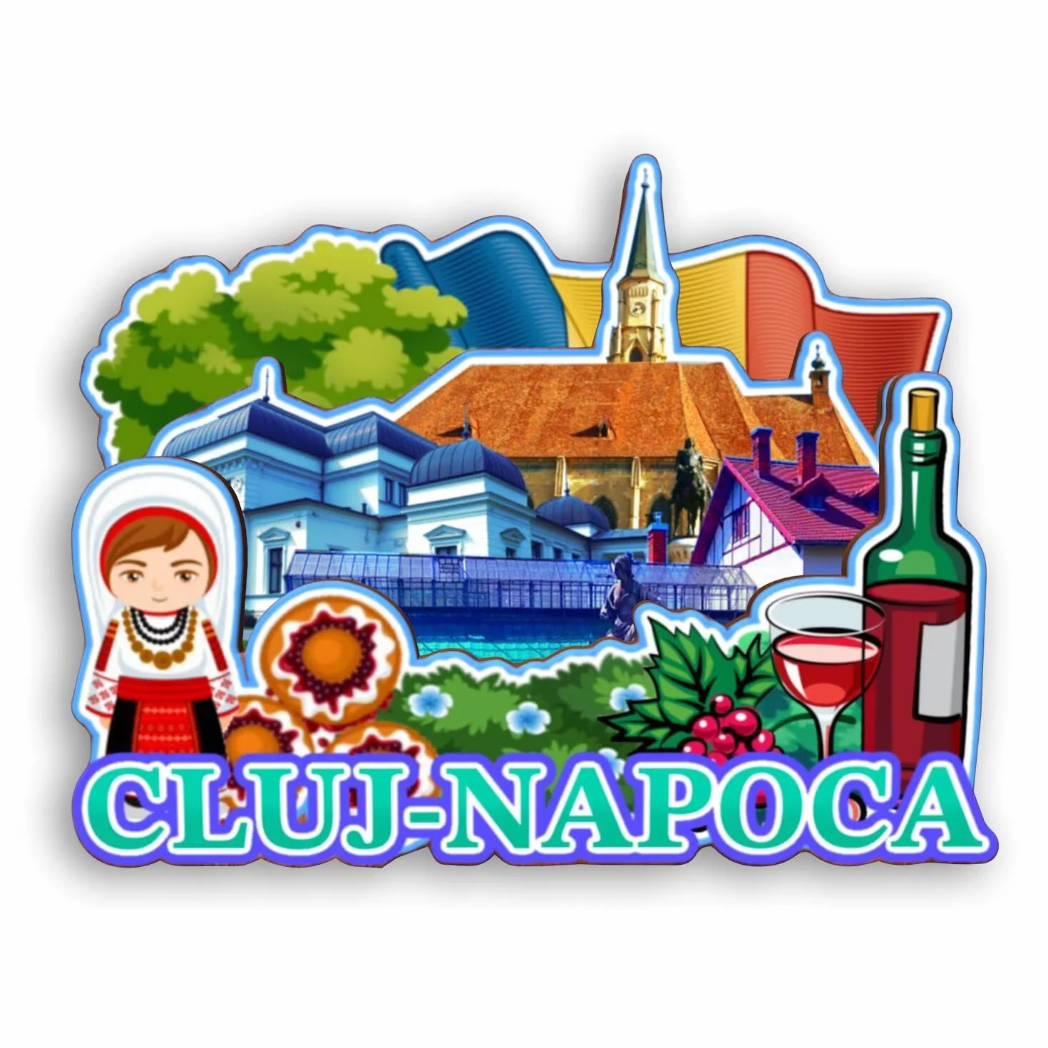 Magnes na lodówkę Cluj-Napoca Rumunia 3D klasyczne zabytki pamiątka z podróży