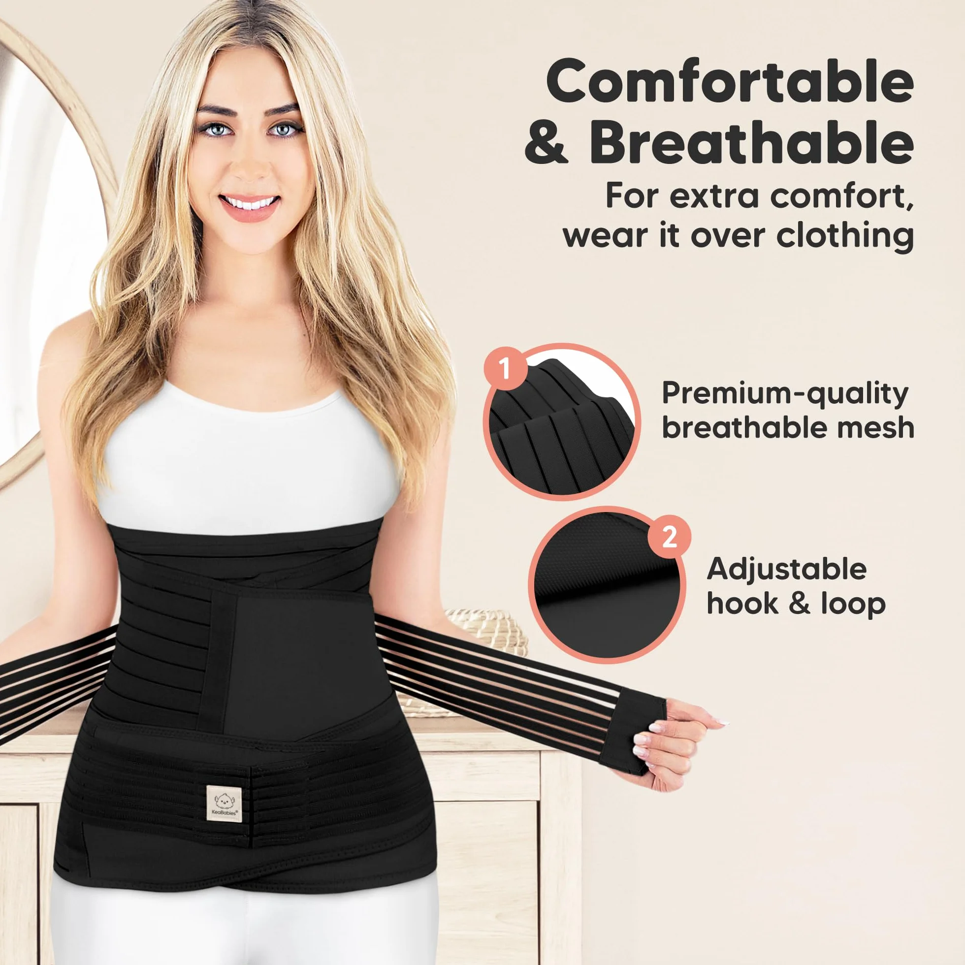 Opakowanie 3 w 1 - pas poporodowy, pas dla kobiet w ciąży - pasy damskie modelujące sylwetkę - pas shapewear One Size Czarny (Midnight Black)