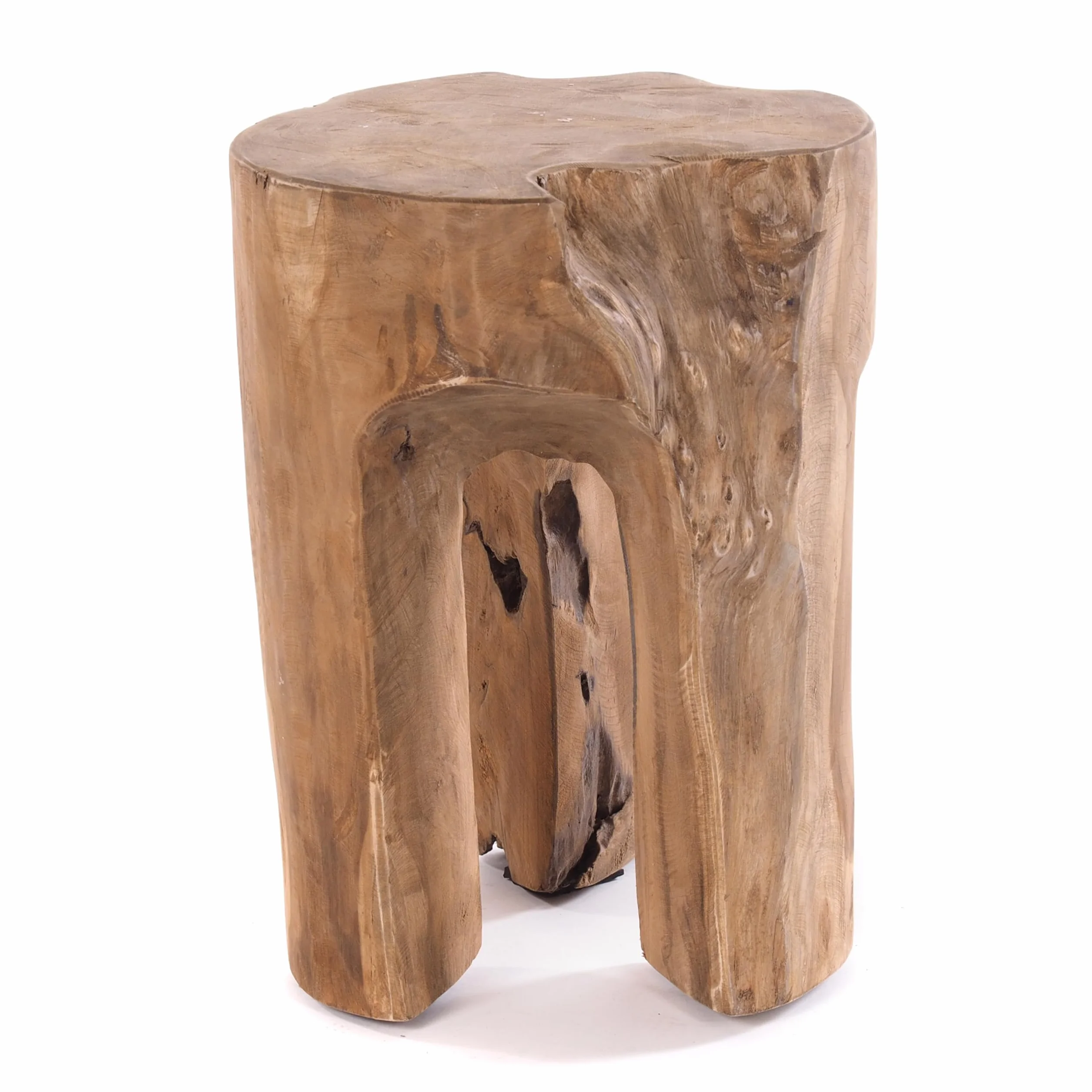 DESIGN DELIGHTS RUSTYKALNY TABORET Z PNIA DRZEWA Log | 41x29x29 cm (WxSzxG), stare drewno, naturalny | taboret do siedzenia