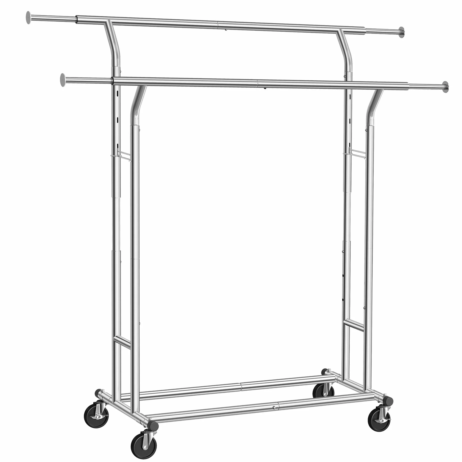 SONGMICS Wieszak na ubrania metalowy 110 kg 129-169 cm chromowany HSR12S