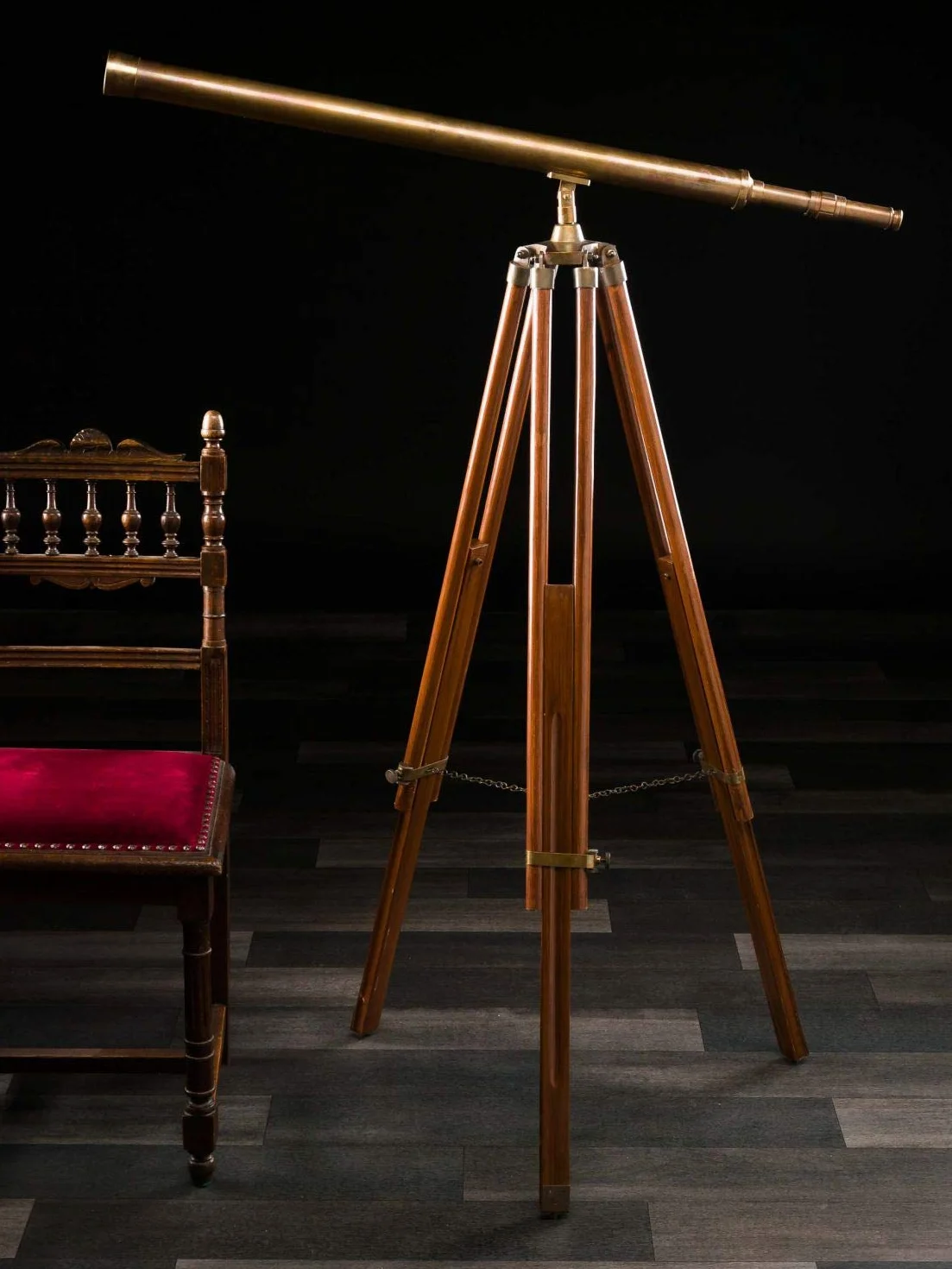 aubaho duży teleskop, polerowany teleskop, drewno mosiężne teleskop, statyw 150 cm antyczny styl