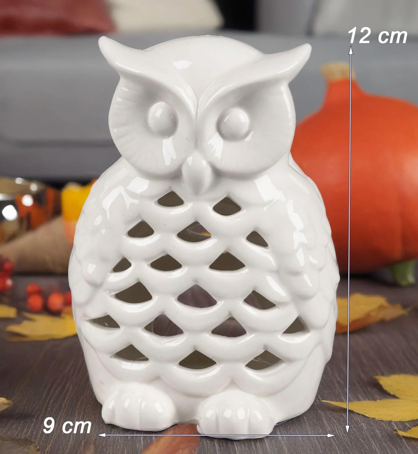 Formano Świecznik sowa 12 cm biały glazurowany porcelana figurka dekoracyjna