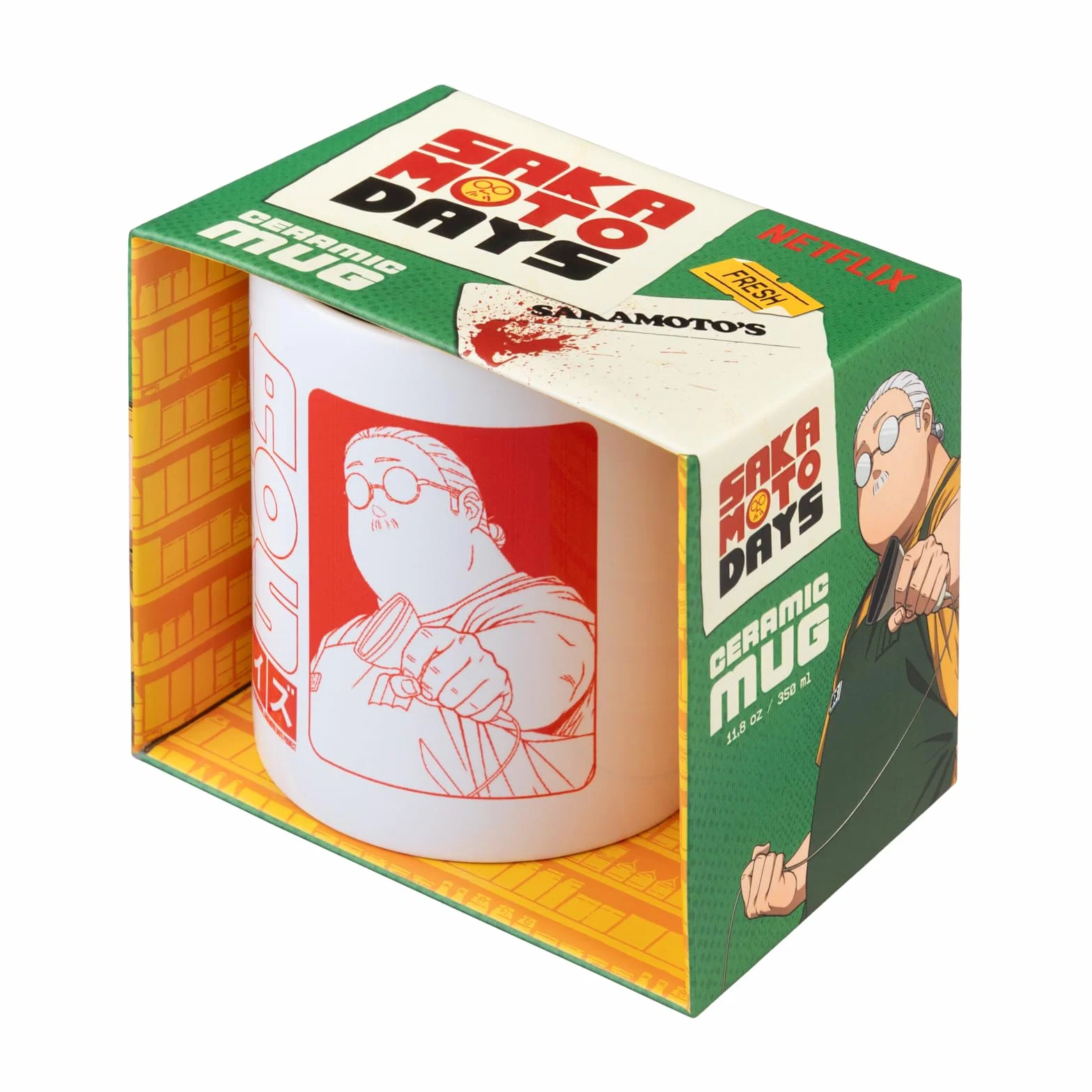 Grupo Erik Ceramic Mug Sakamoto Days Manga | 11.8 oz - 350 ml Coffee Mug Tea, Cool Mugs and Cups | Anime Gifts Under 10 Pounds, Gifts For Friends