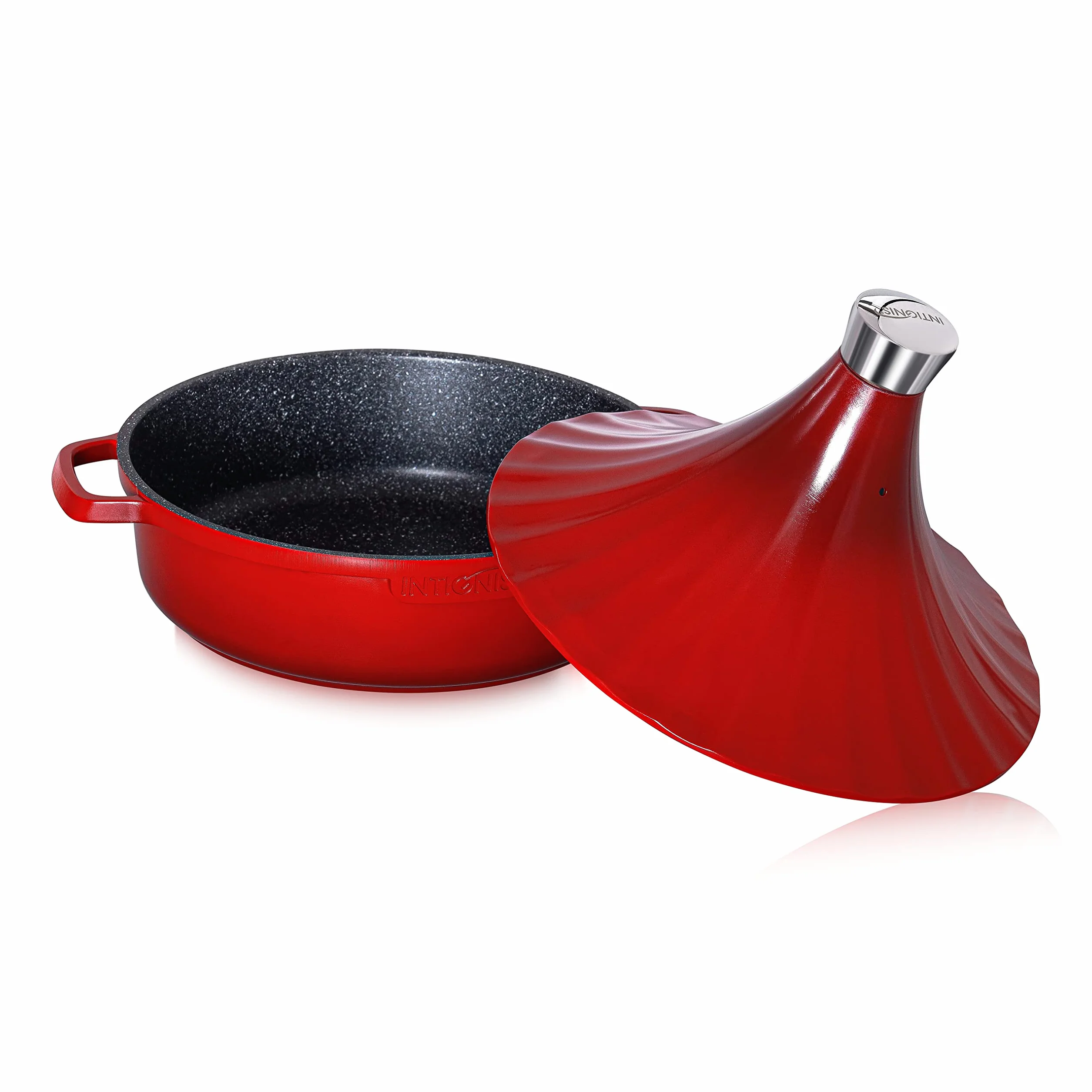 Indukcja Tagine Marokańskie naczynie żaroodporne 28 cm 4,8 kwarcu czerwony